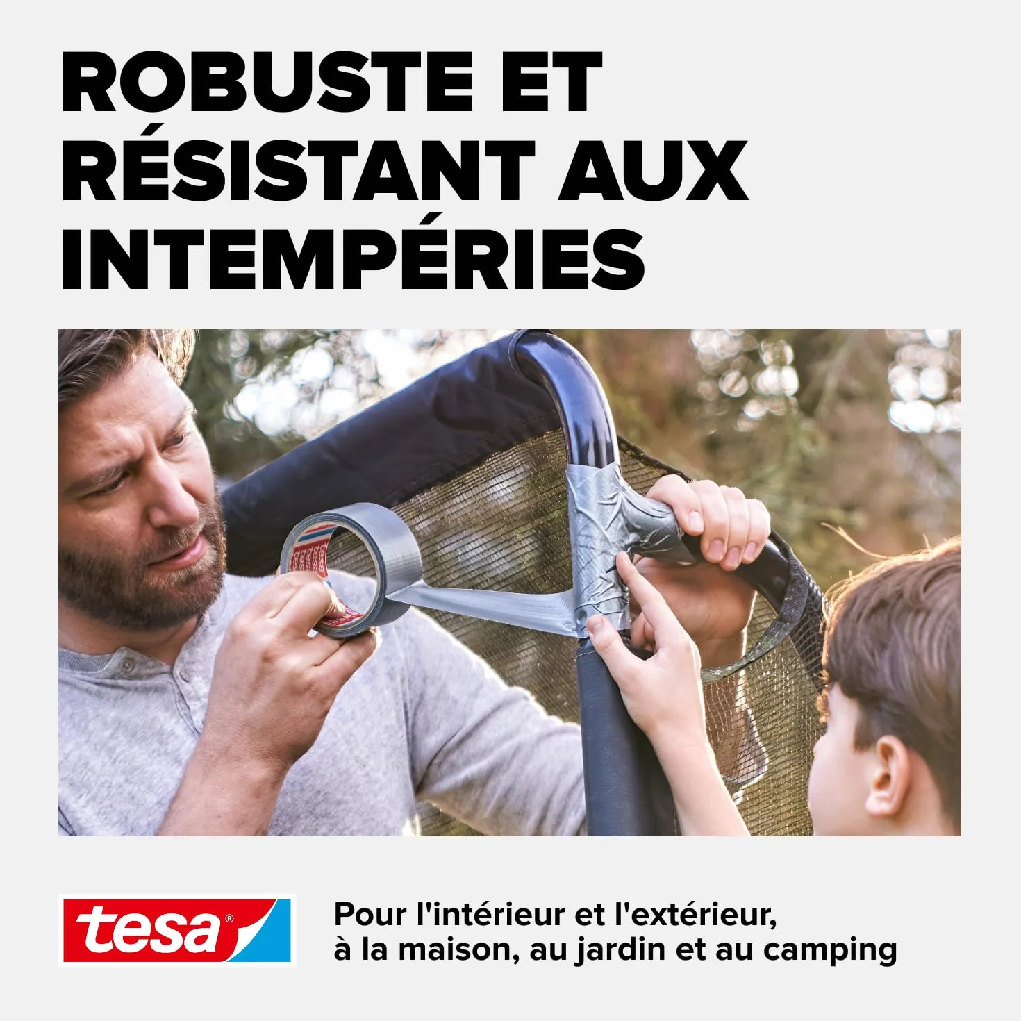 tesa extra Power Universal Ruban Adhésif Toile Gris 50 m x 50 mm 1 Rouleau