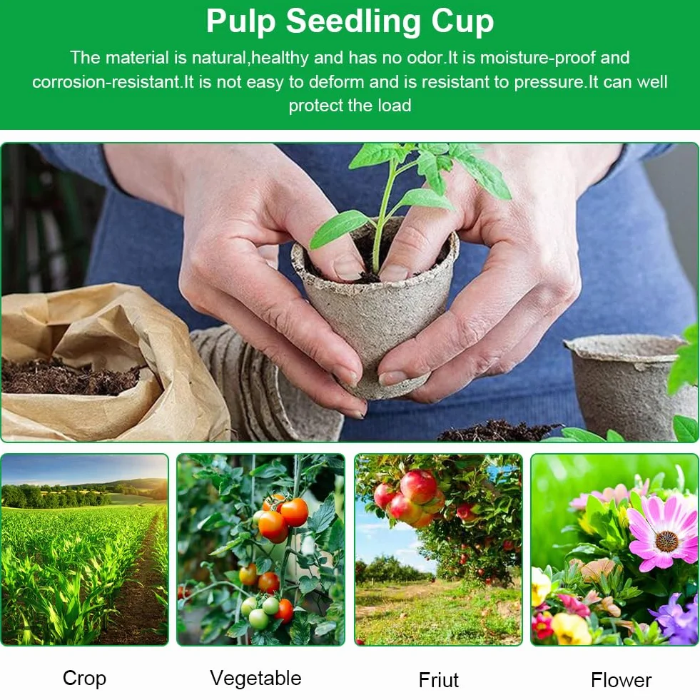 Pots Culture,50pcs Pots de Culture,Godets Semis Plantes,Pot de Semis Fibre,avec 50pcs Etiquette Plante et 3 Outils de Repiquage,pour Serre Jardin Potager