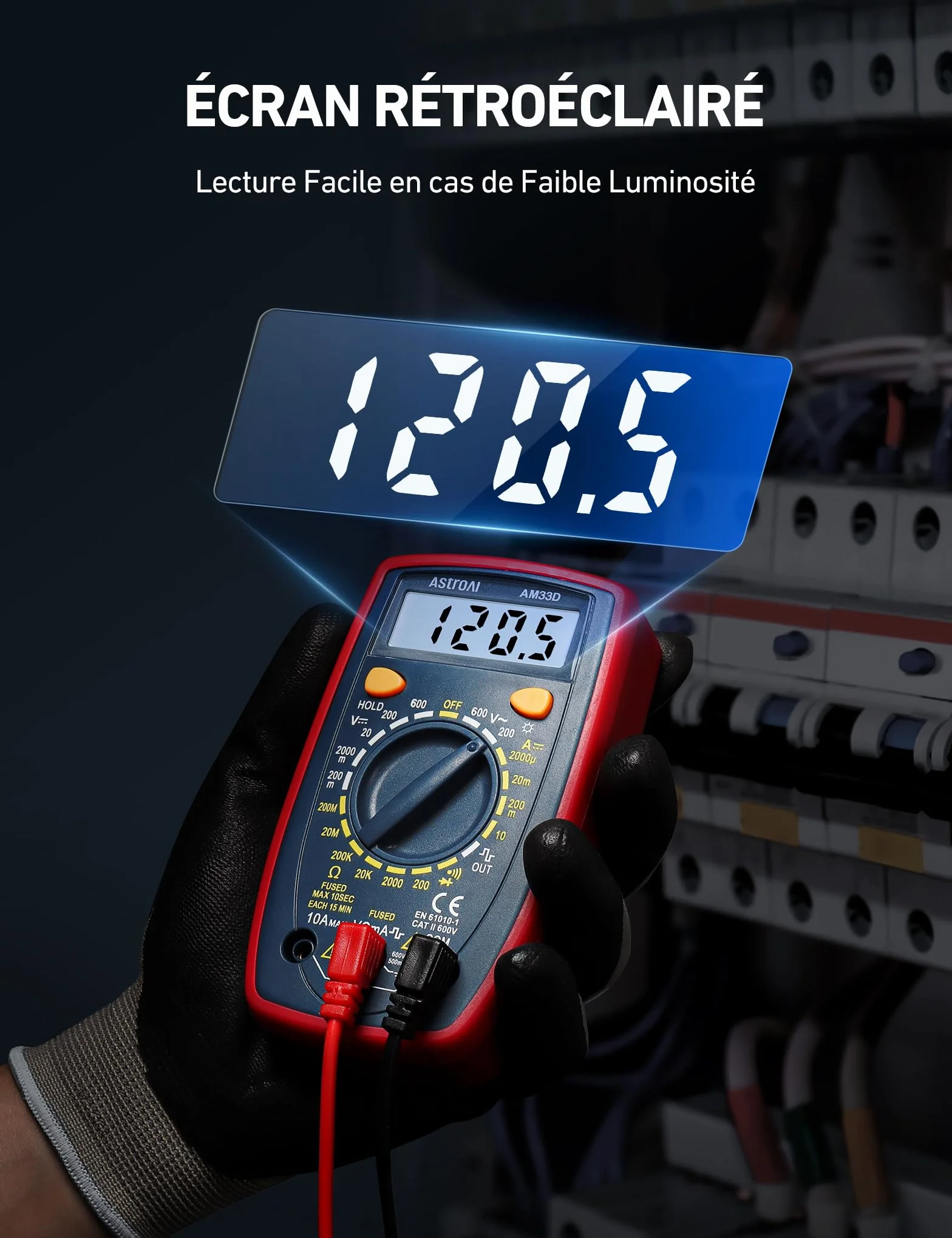 AstroAI Multimètre Numérique Portable 2000, Testeur Électrique Multifonctions AC/DC, Voltmètre Ampèremètre Ohmmètre