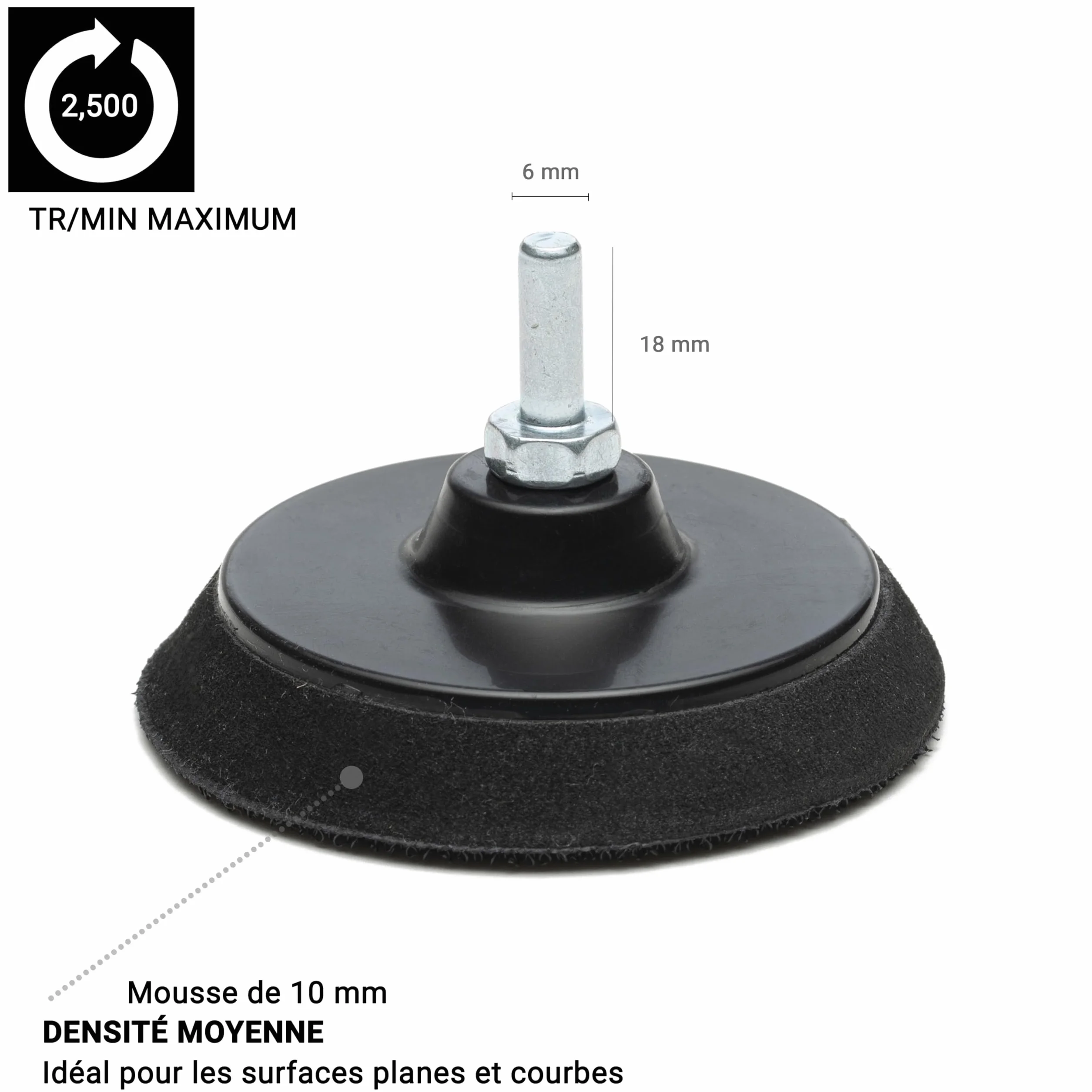 Patin de support auto-agrippant 75 mm pour perceuse Glass Polish