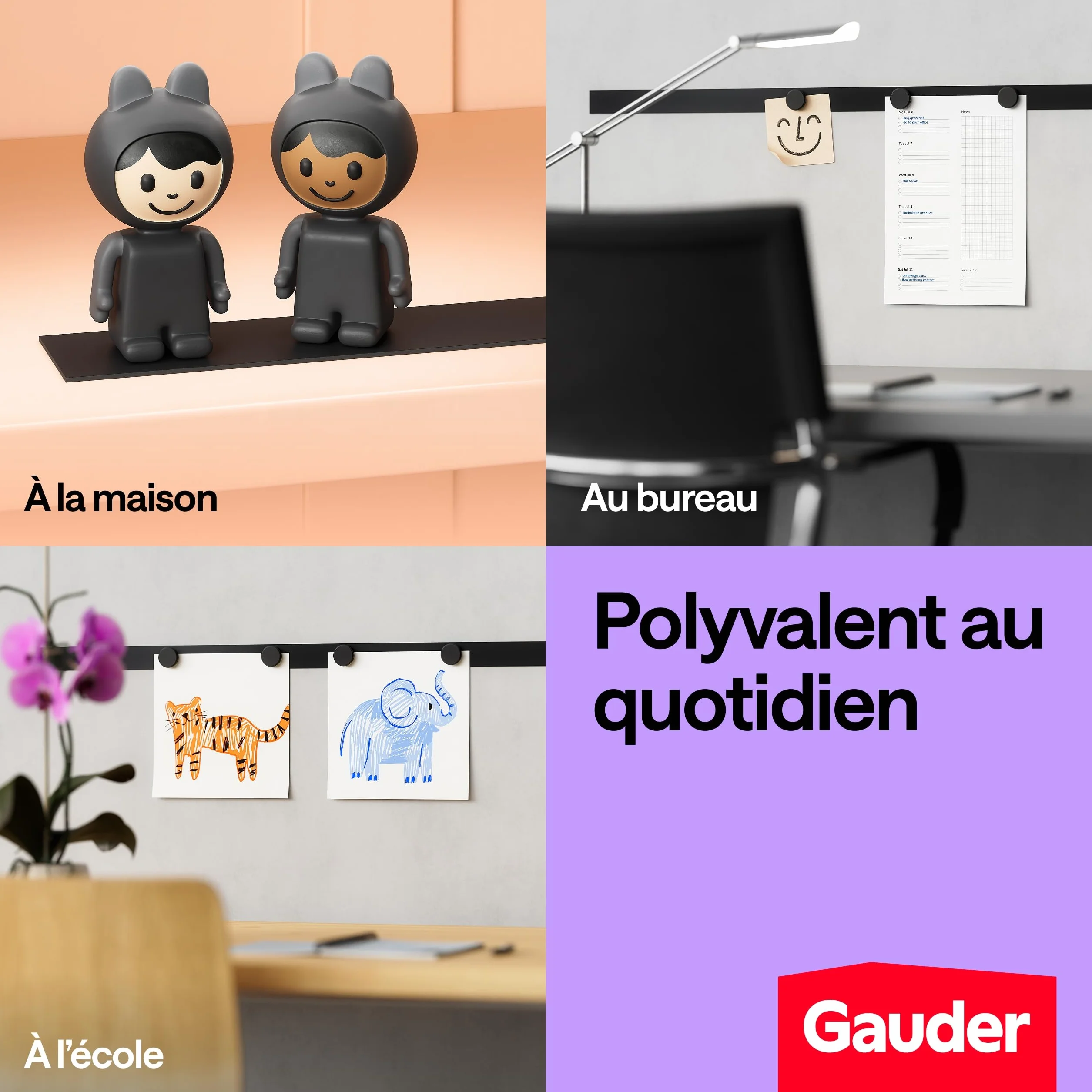GAUDER Ruban magnétique autocollant 1 m x 35 mm noir pour aimants figurines Tonie® bricolage