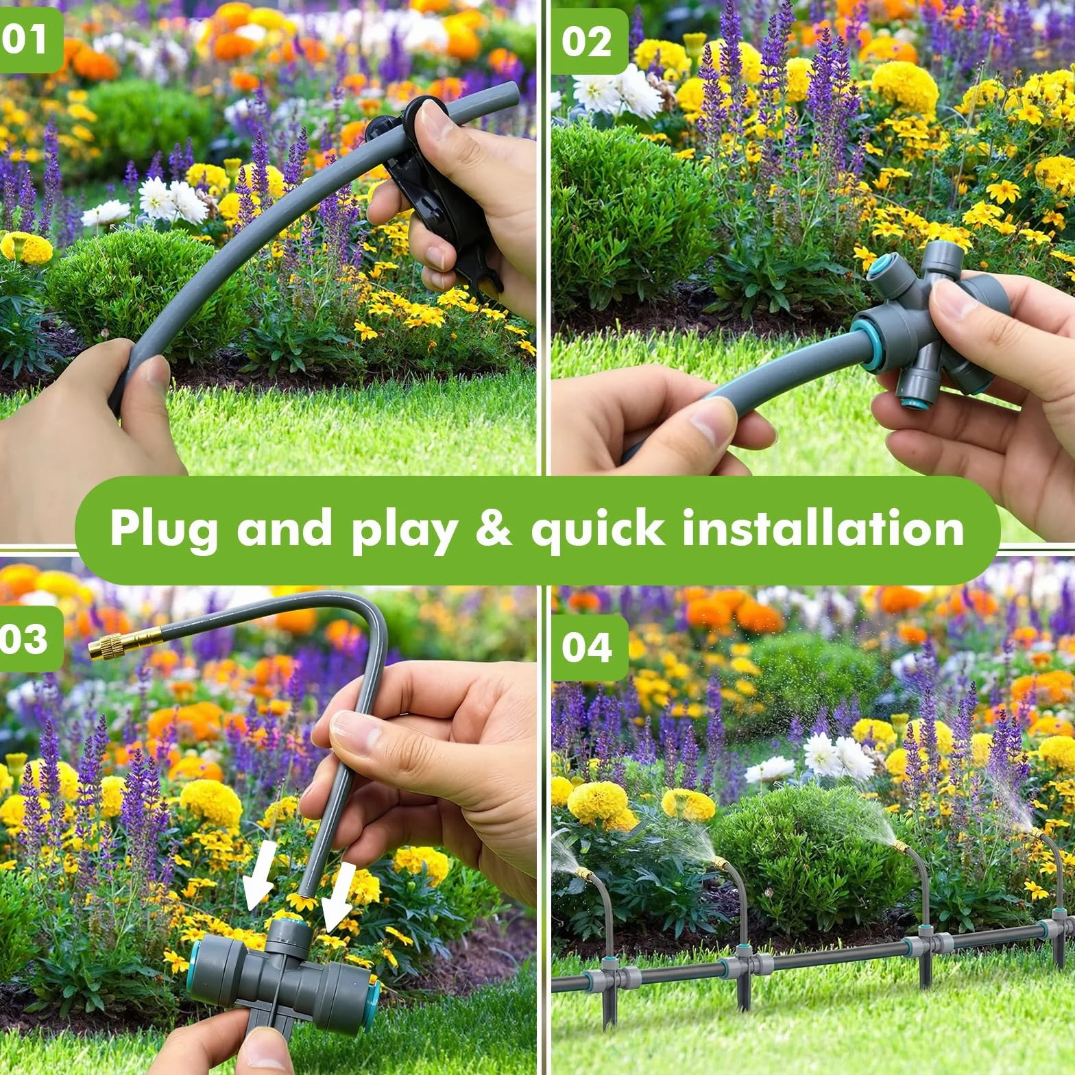 Kit d'irrigation goutte à goutte automatique 52 m avec programmateur 2 sorties d'eau