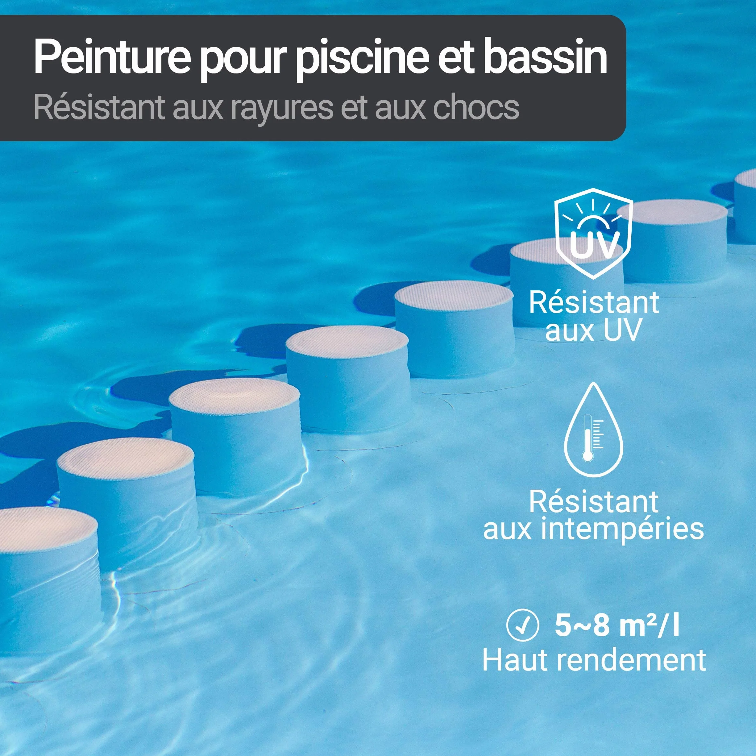 Peinture pour piscine SL400 Imperméable 5L Bleu gentiane