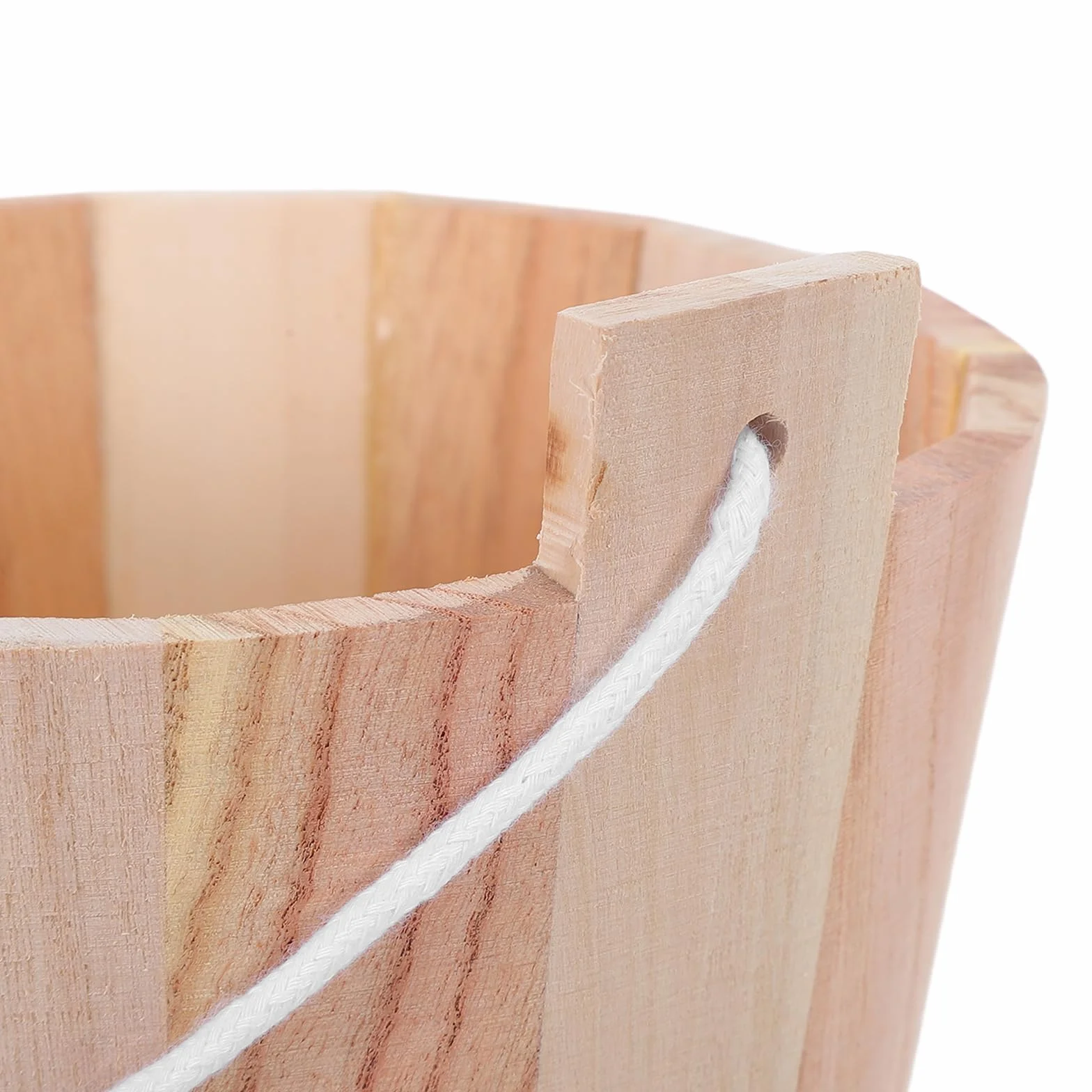 Seau de Sauna en Bois Naturel 5l avec Poignée en Corde pour Sauna Traditionnel