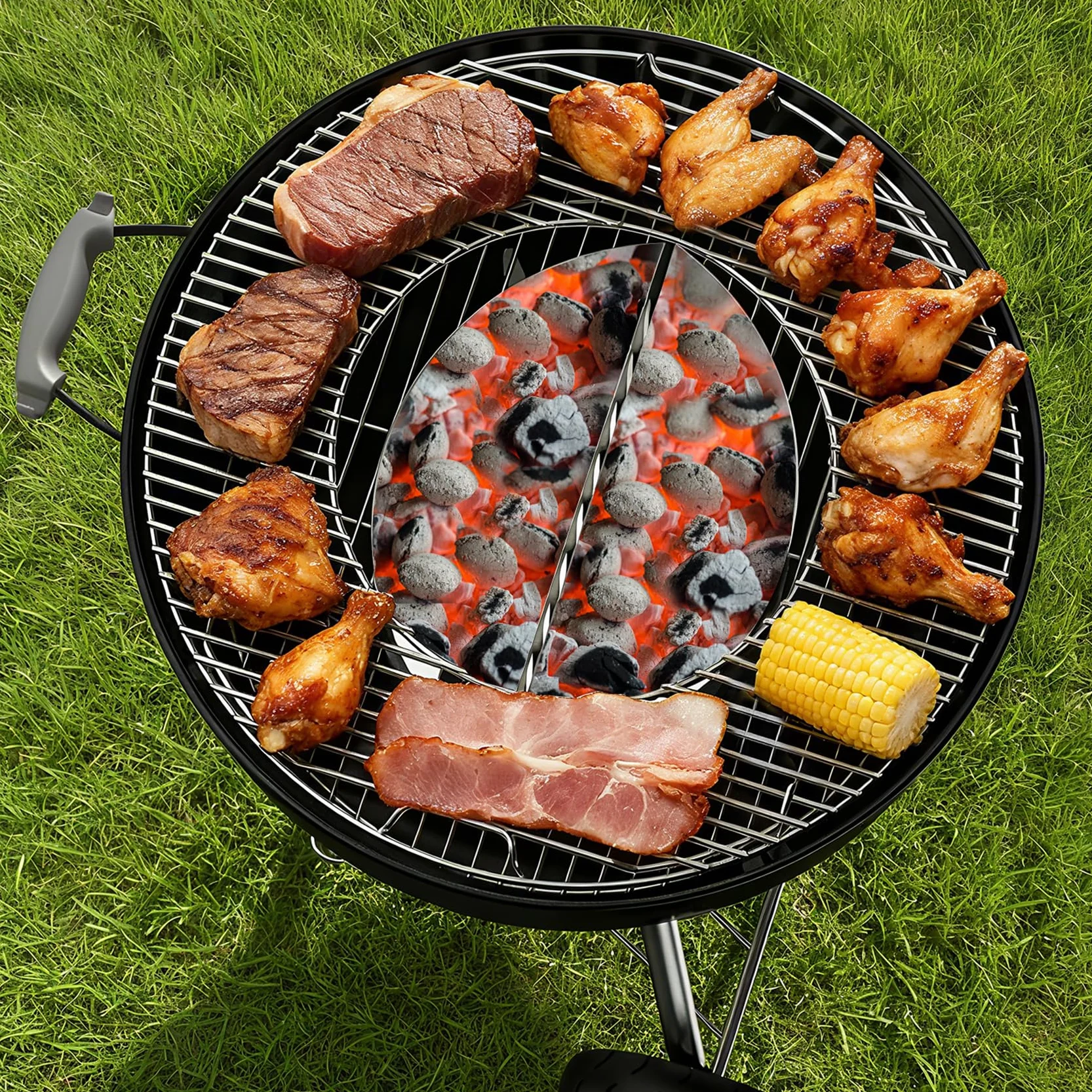 onlyfire Paniers à Charbon de Bois en INOX pour Kettle 57 et 67 cm, Char-Basket pour Barbecue Weber Napoleon