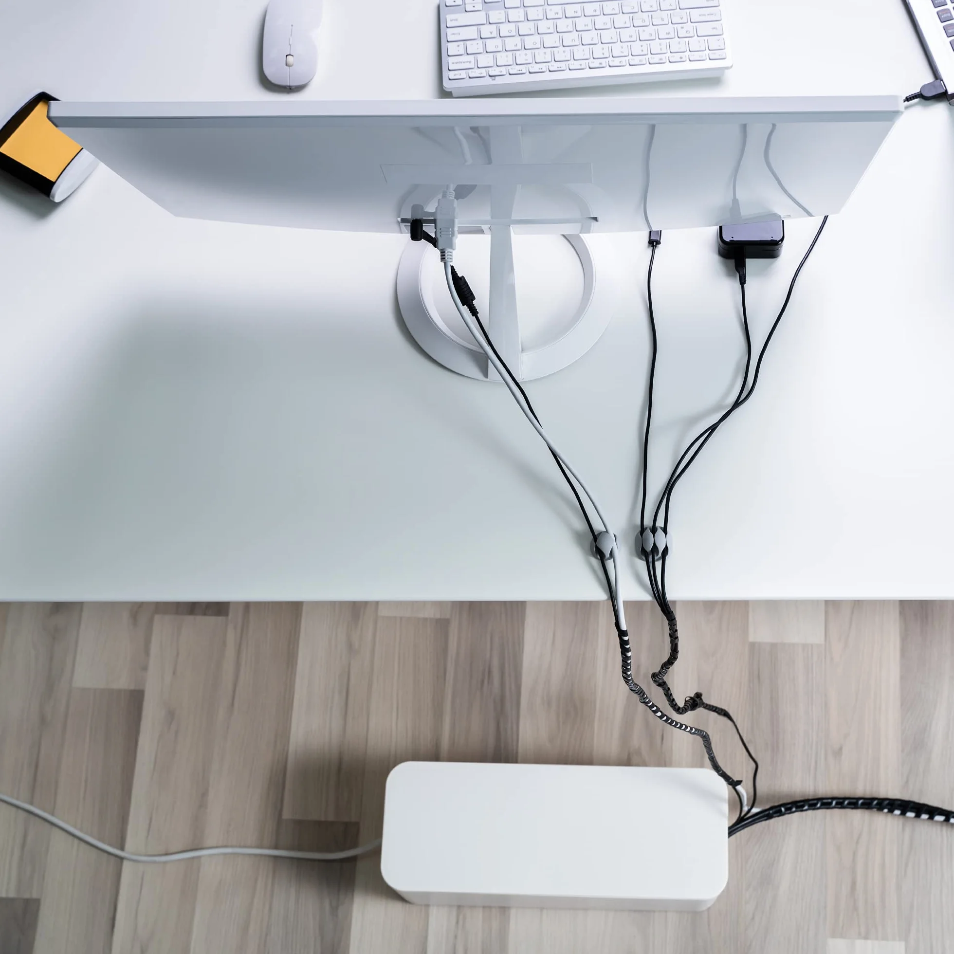 Virone Cable Box Range Cable Rangement Bureau Blanc