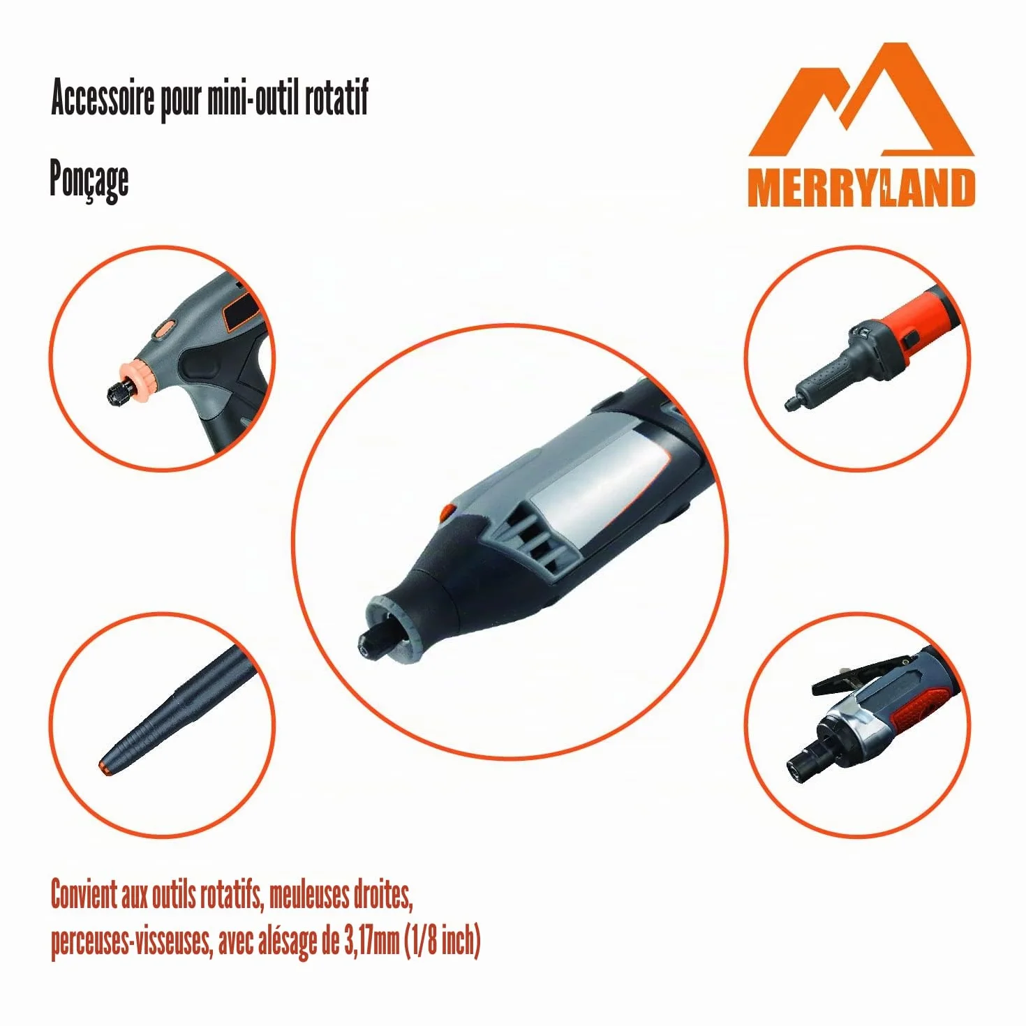Merryland Tambour de Ponçage pour Dremel 184pcs, Bande de Ponçage 120# 13mm 180pcs, Manchon de Ponçage Outils Rotatifs