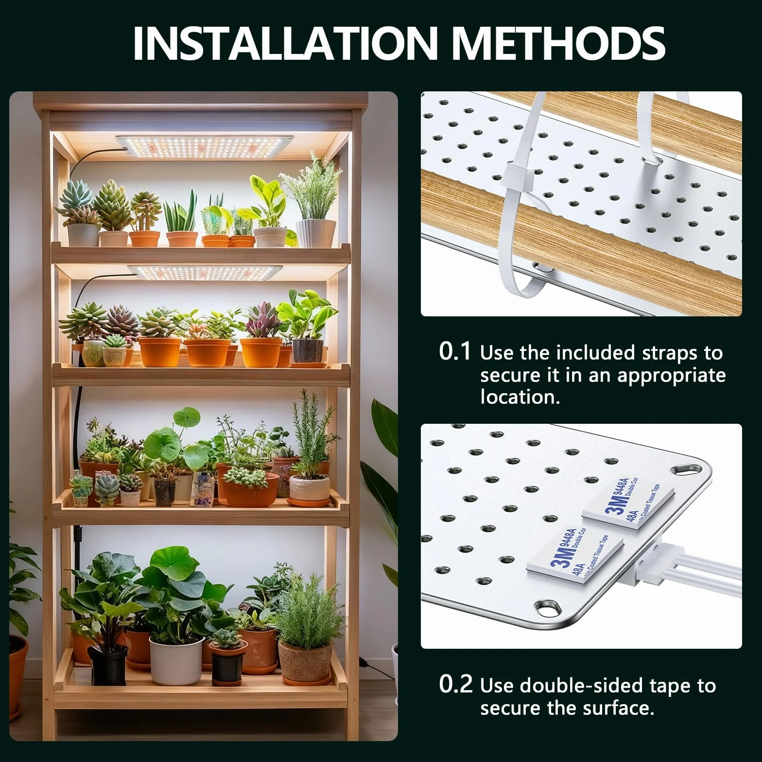 Lampe Horticole LED 40W 768 LEDs Spectre Complet avec Minuterie Auto 4/8/12H Daisy-Chain pour Plantes d'Intérieur