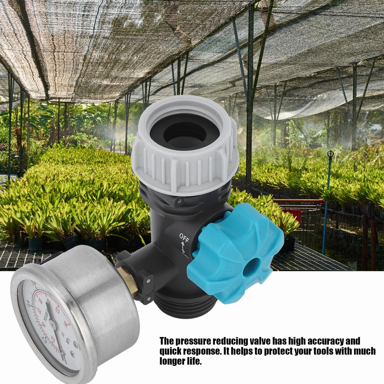 Régulateur de Pression D'eau Réglable avec Manomètre, pour Jardin Camping-car
