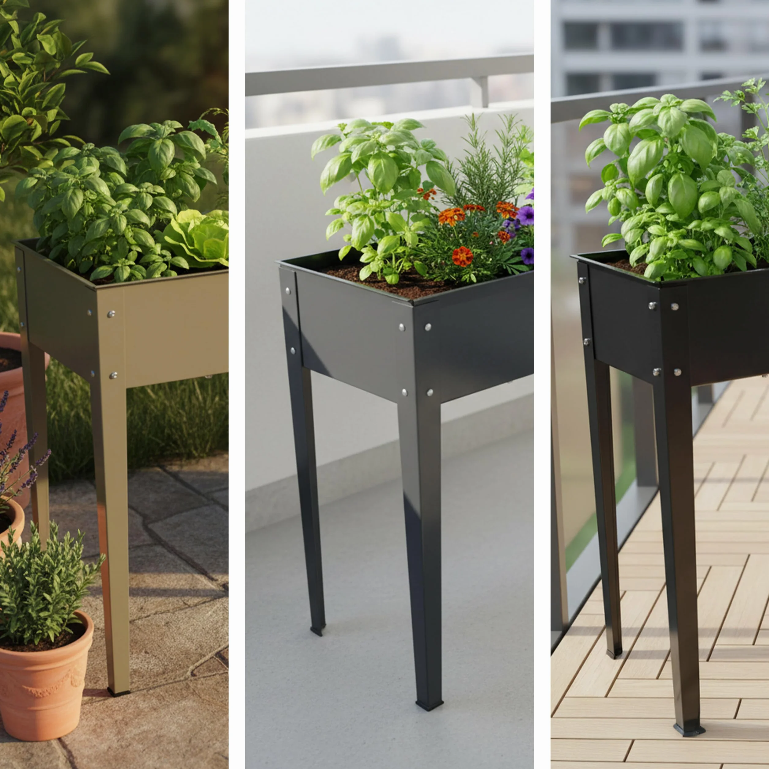 Relaxdays Jardinière surélevée en Acier thermolaqué Noir 80x85x40 cm pour Jardin Balcon