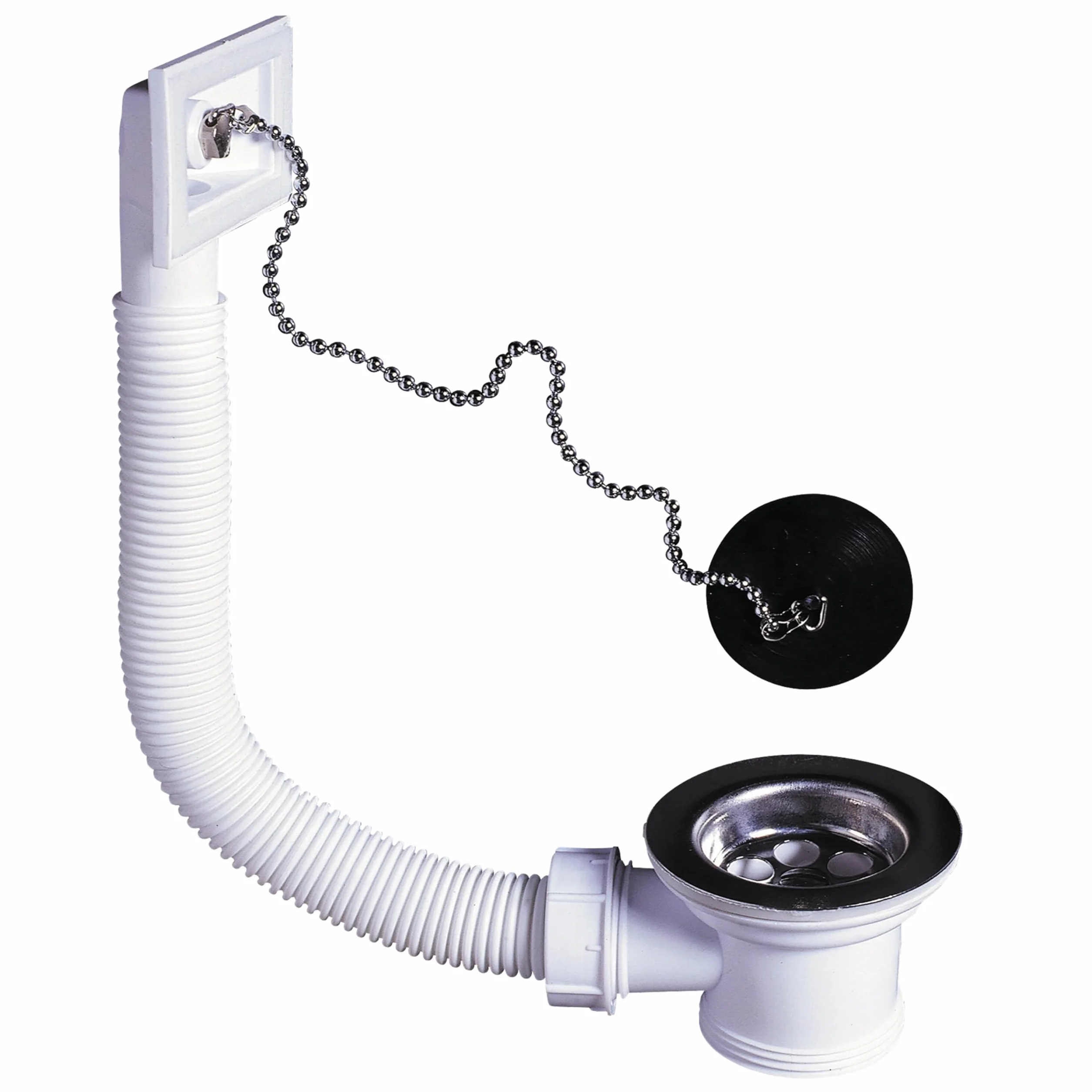 Wirquin Bonde évier cuisine 1 bac Ø50 mm bouchon trop-plein extérieur blanc