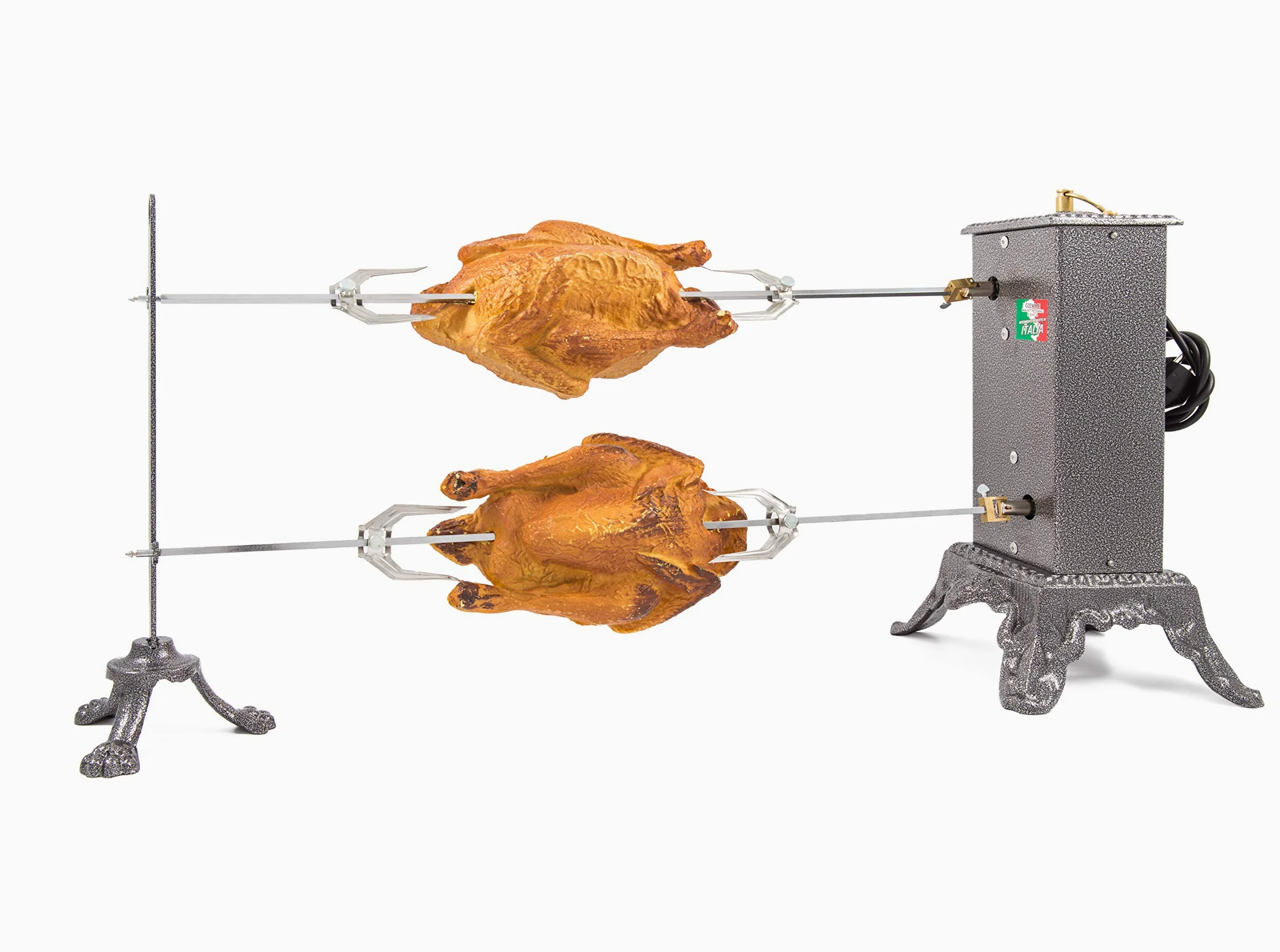 Giemme Spoleto Tournebroche Décalé 2 moteurs, brochettes fixes décalées, capacité 6+6 kg