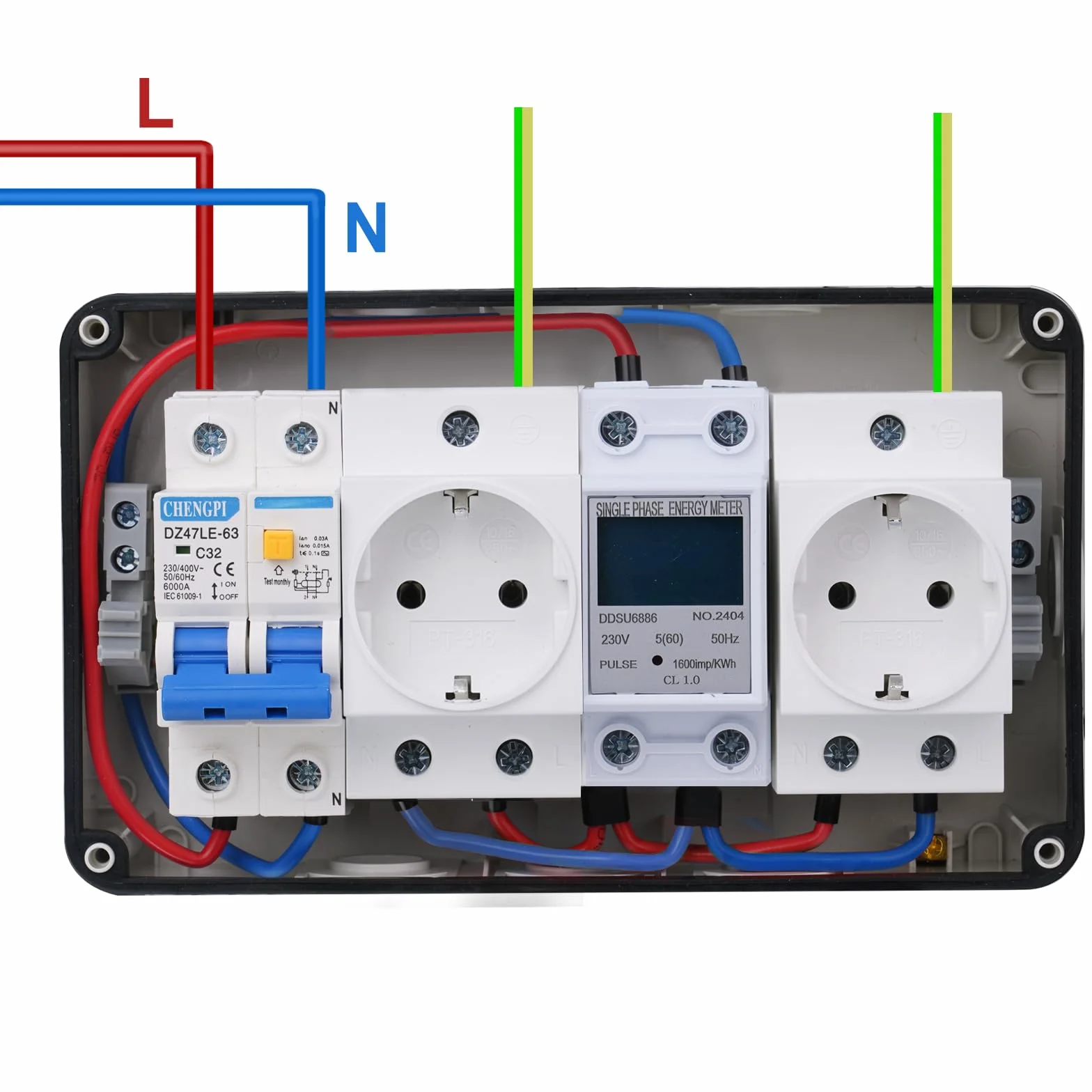 Coffret Électrique Étanche IP66 16A 8 Modules Boîte de Distribution Plastique Exterieur