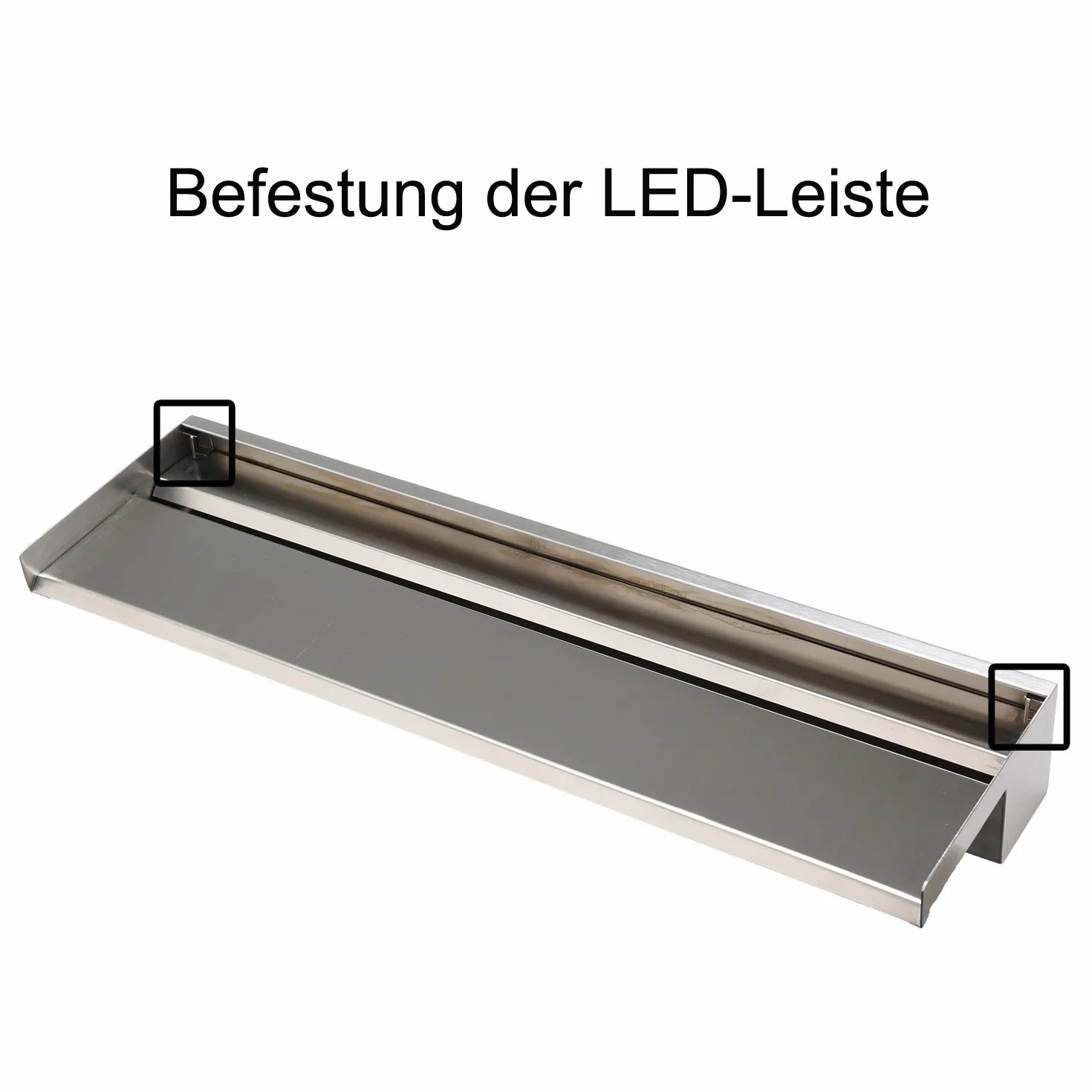 Cascade Bec 15-30 cm d'eau en acier inoxydable V2 A Mat brossé Aqua cas 20 cm LED-Beleuchtung