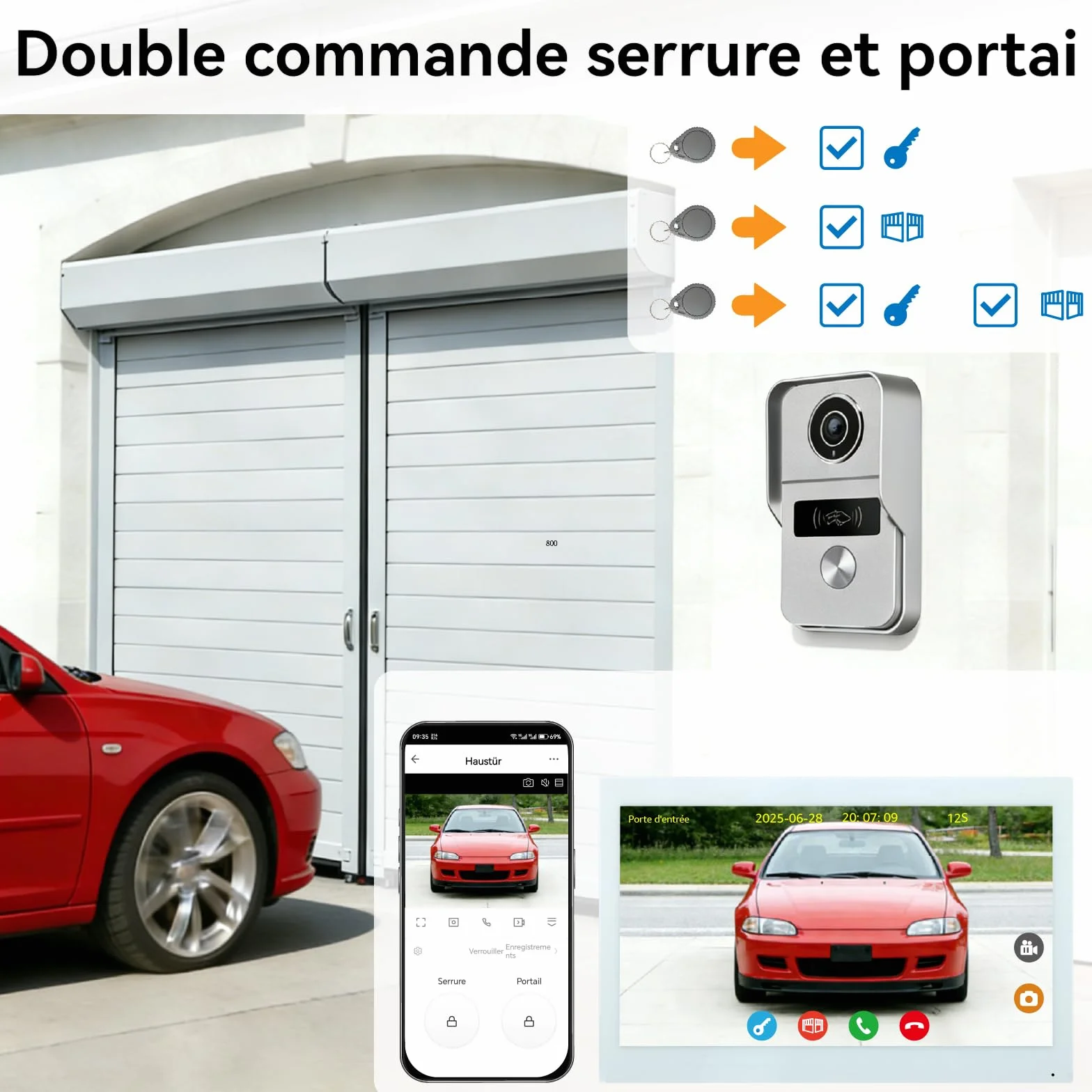 Interphone Vidéo WiFi 1080P, Moniteur Tactile 10.1", Sonnette Vidéo 2 Fils, Audio Bidirectionnel, Vision Nocturne