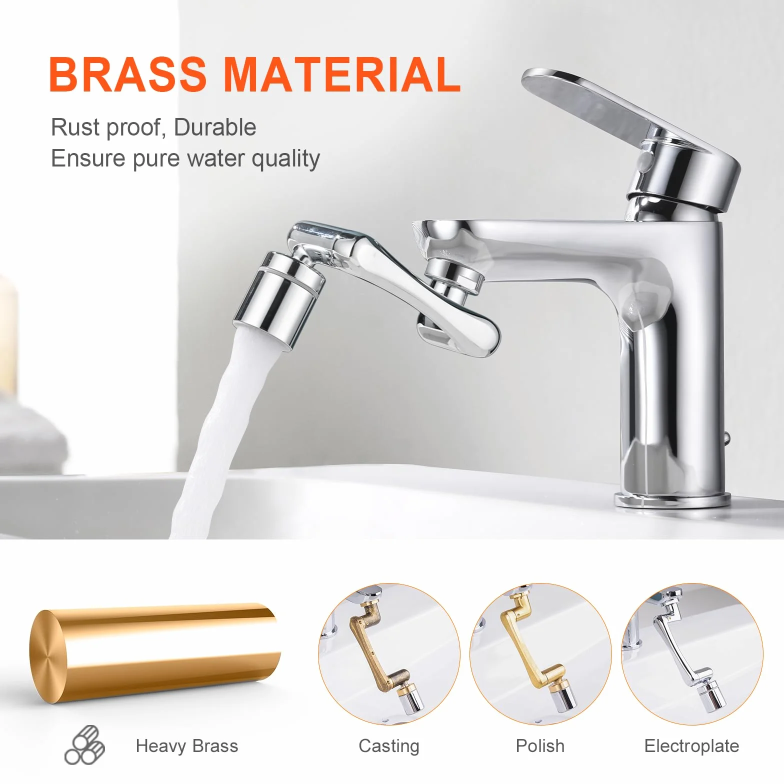 Ibergrif Embout Robinet Pivotant 1440° Mousseur Robinet 2 Jets Adaptateur 20/22/24 mm Cuisine Salle de Bain