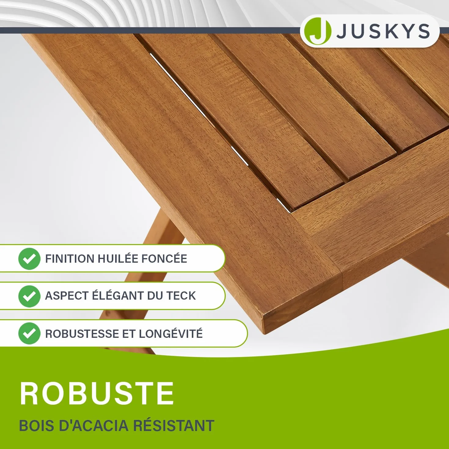 Juskys Ensemble de Meubles de Balcon 3 pièces Bois Pliables Table Chaises