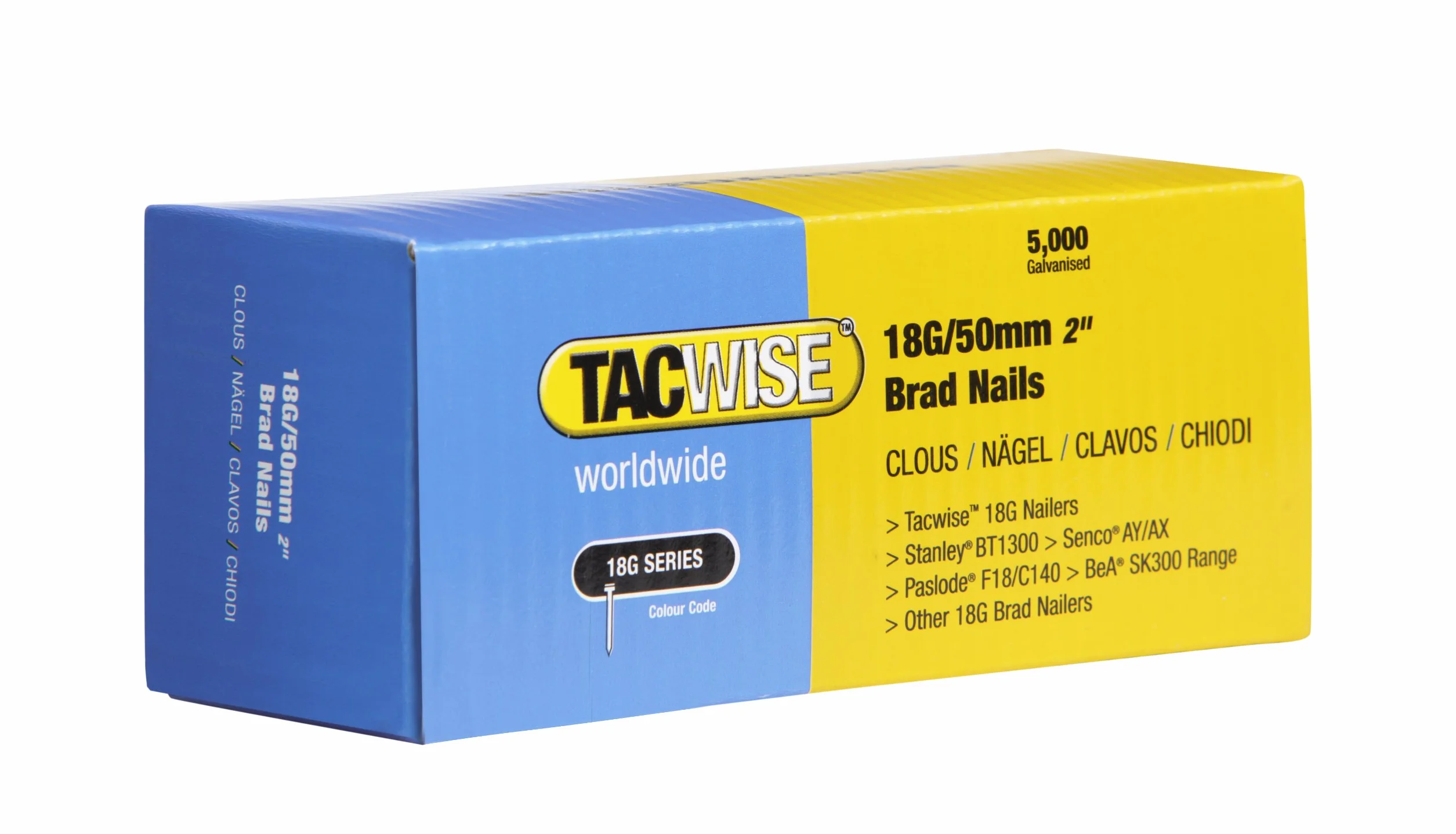 Tacwise 0401 Clous de Finition Brad Galvanisés 18G 50 mm Lot de 5000