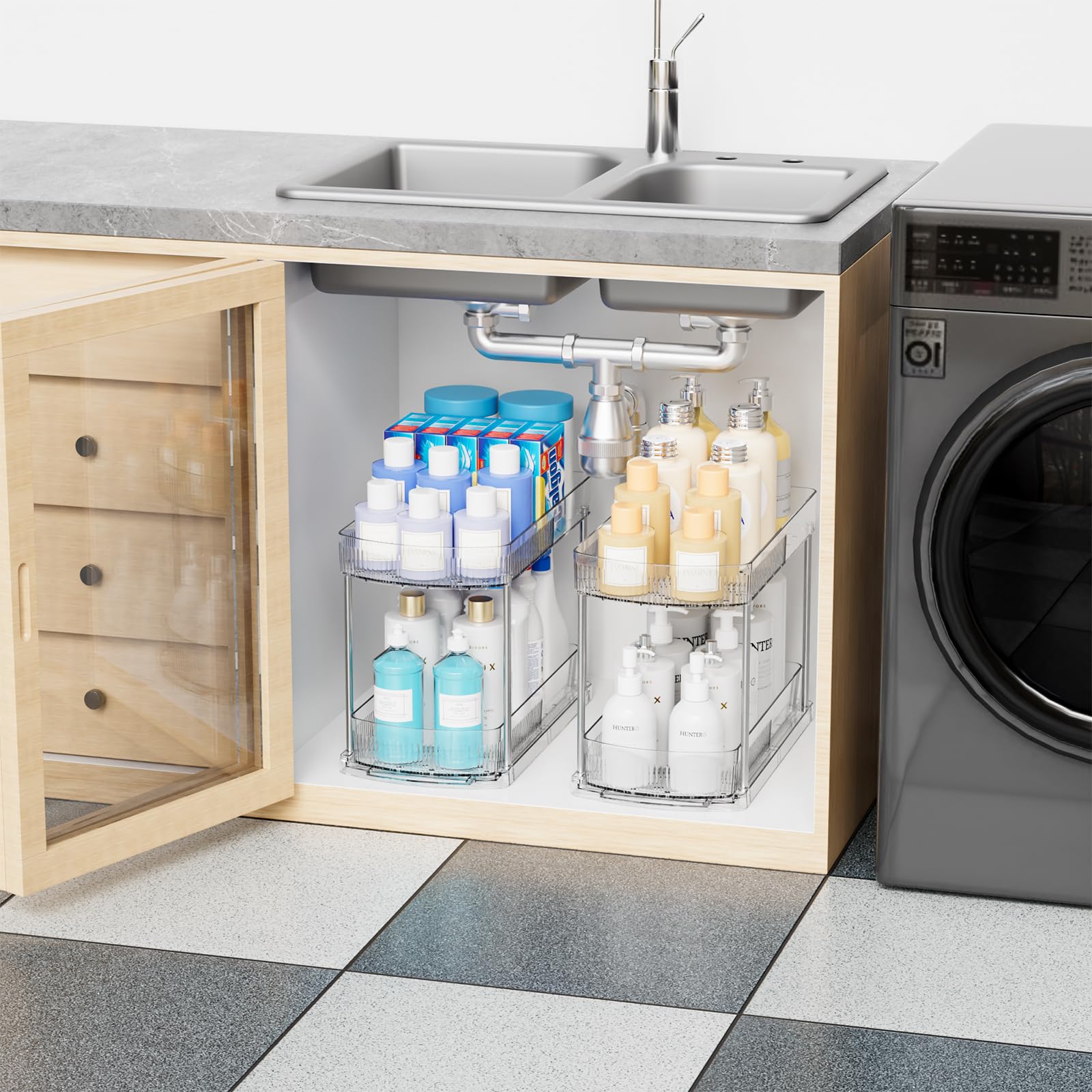 Clear Acrylic 2-Tier Pull-Out Under-Sink Organizer