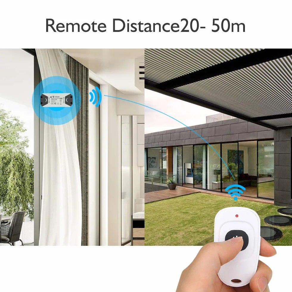 eMylo Smart Wireless RF Contrôleur de Moteur Relais Module DC 12V 5V-24V pour Rideau électrique Porte roulante 2 Pack