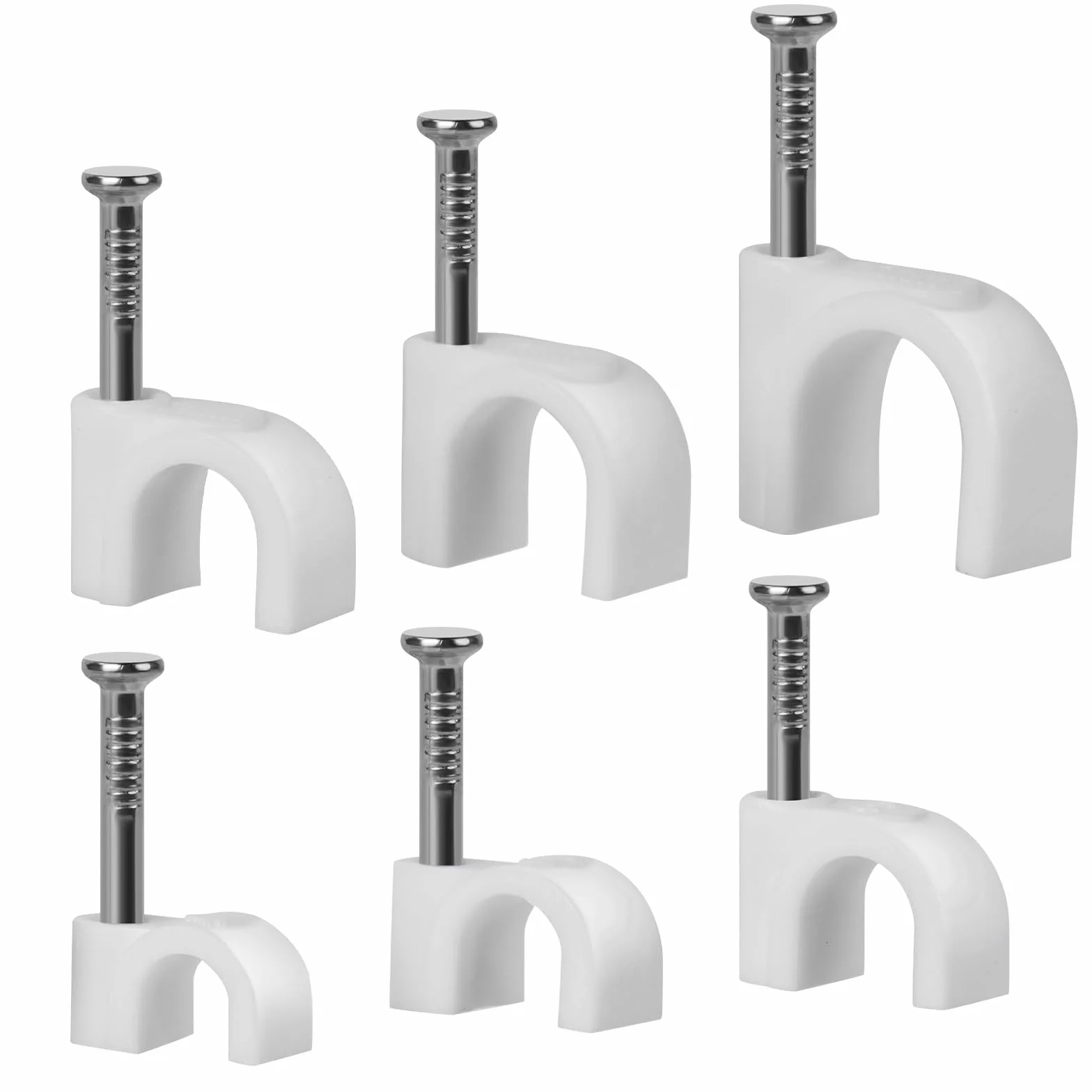 Cavalier Cable Electrique Clip Fixation Attache Cable Mural Ronde Avec Clou en Acier 4-10mm 600pcs