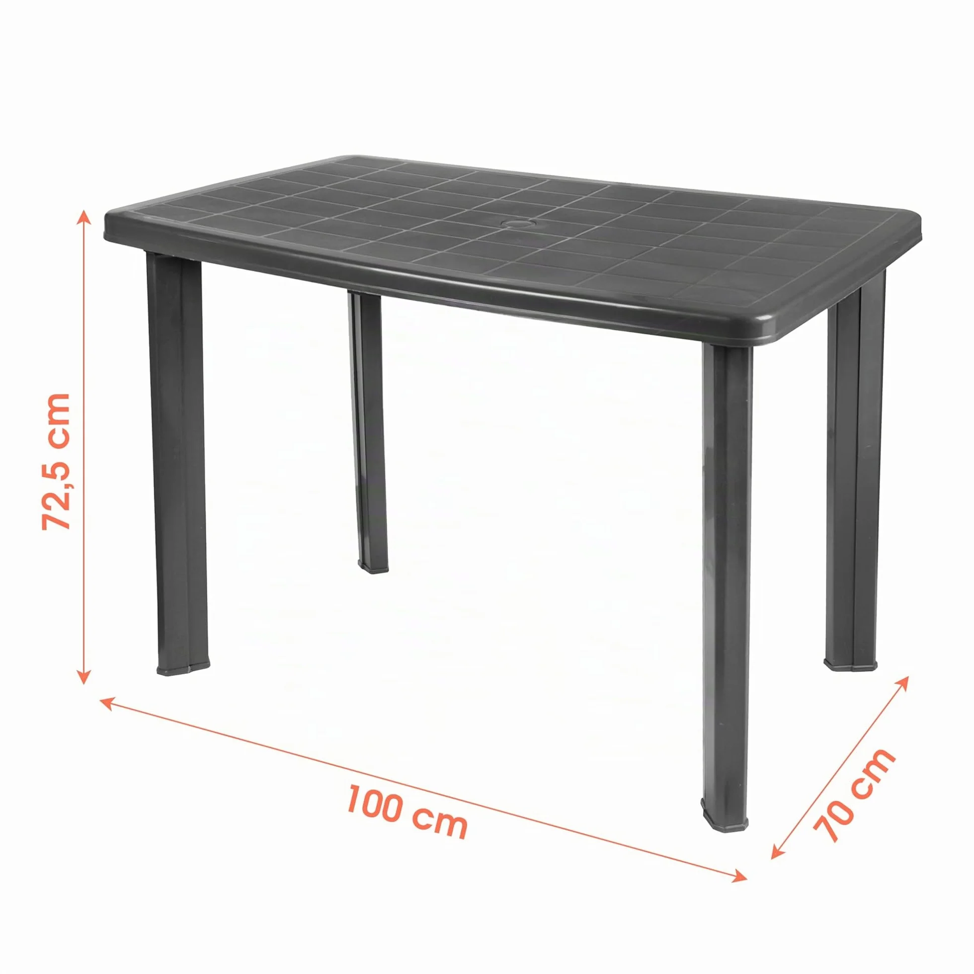 Spetebo Table de Jardin Plastique 100 x 72 cm Anthracite Camping Rectangulaire