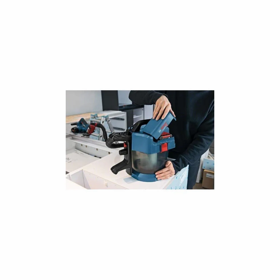 Bosch Professional 06019C6300 Aspirateur 18 V GAS 18 V-10 L (sans Batteries ni Chargeur, avec Filtre Plat Plissé, Suceur de Sol, Suceur Plat, Tuyau de 1,6 m, Débit Jusqu'à 24 L/Sec (Turbine) Bleu