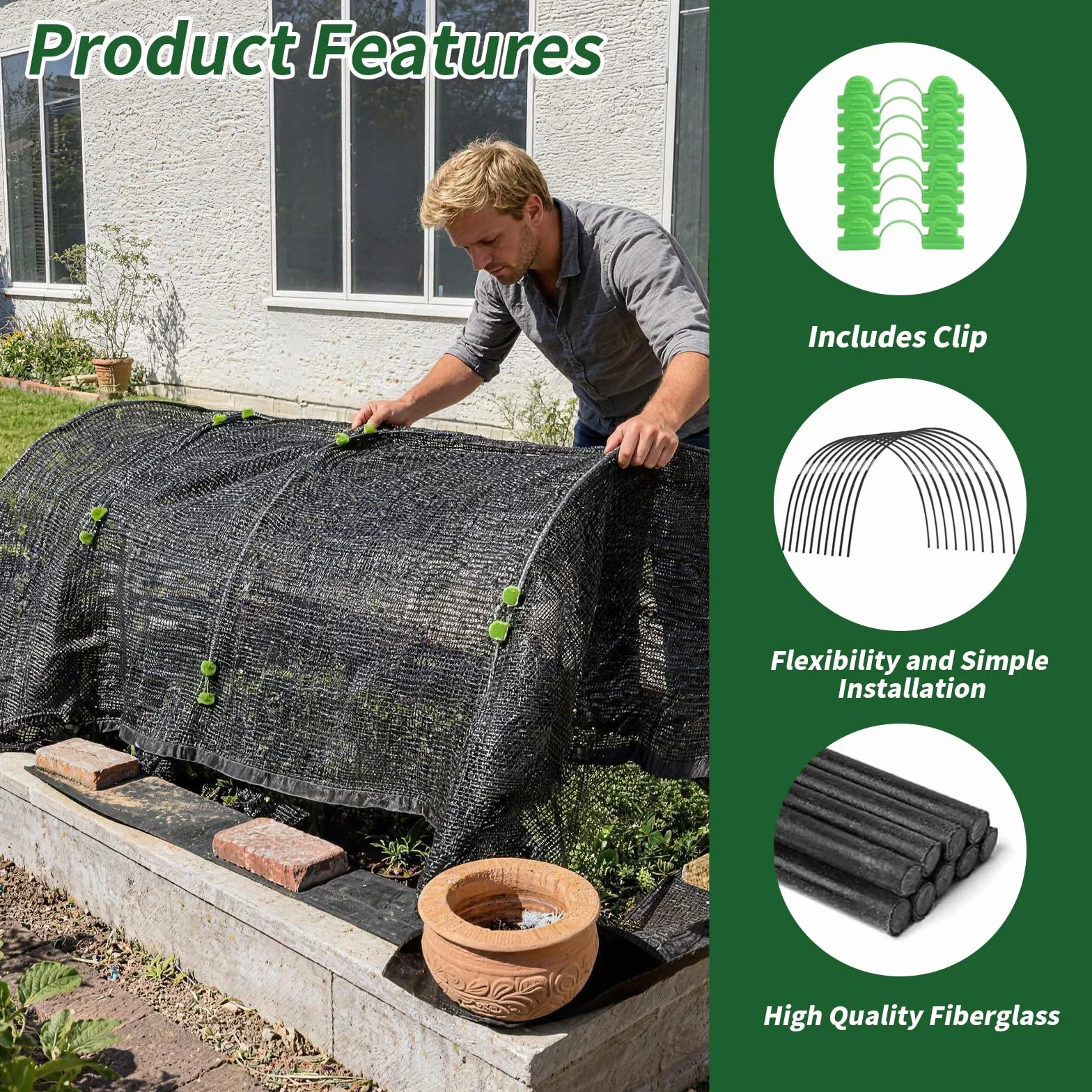 Arceau pour Serre Tunnel, 30 Tiges en Fibre de Verre pour Plate-Bande Surélevée – Arches Amovibles et Réutilisables pour Protection des Légumes, Fruits et Plantes au Jardin