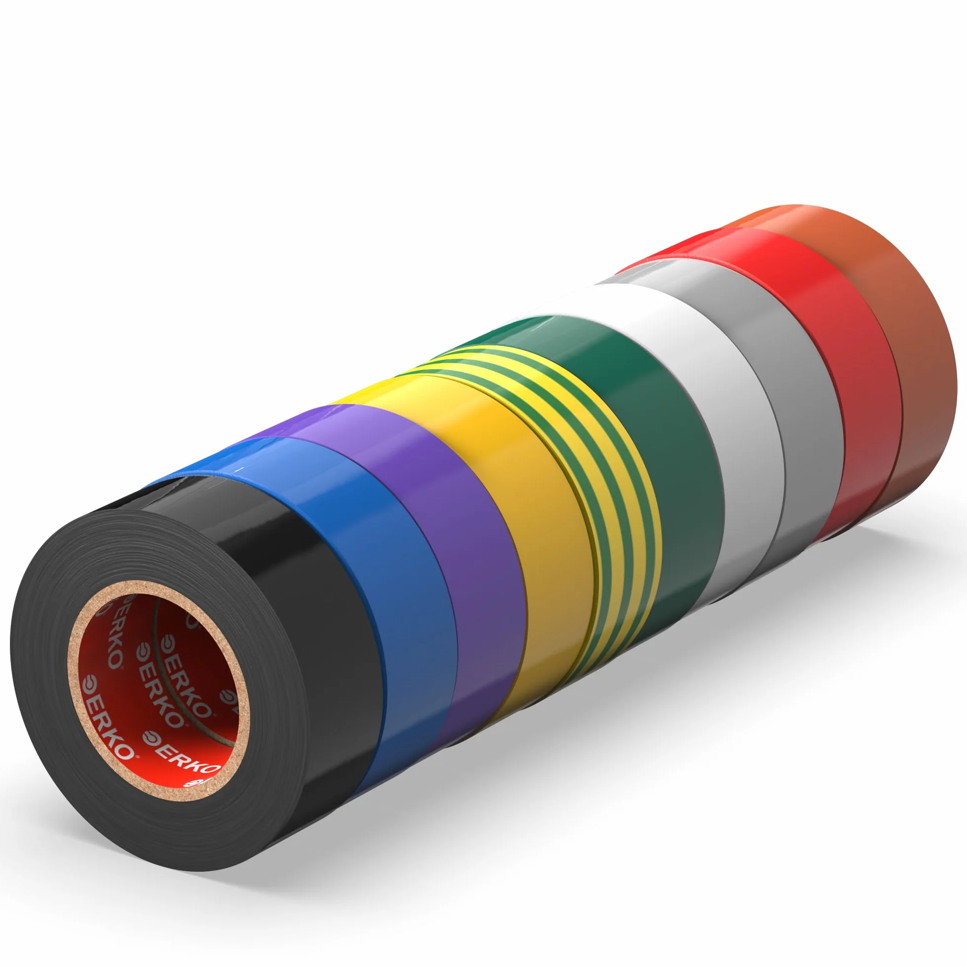 ERKO Ruban adhésif isolant électrique PVC 15mm x 10m 10 pièces Multicolore