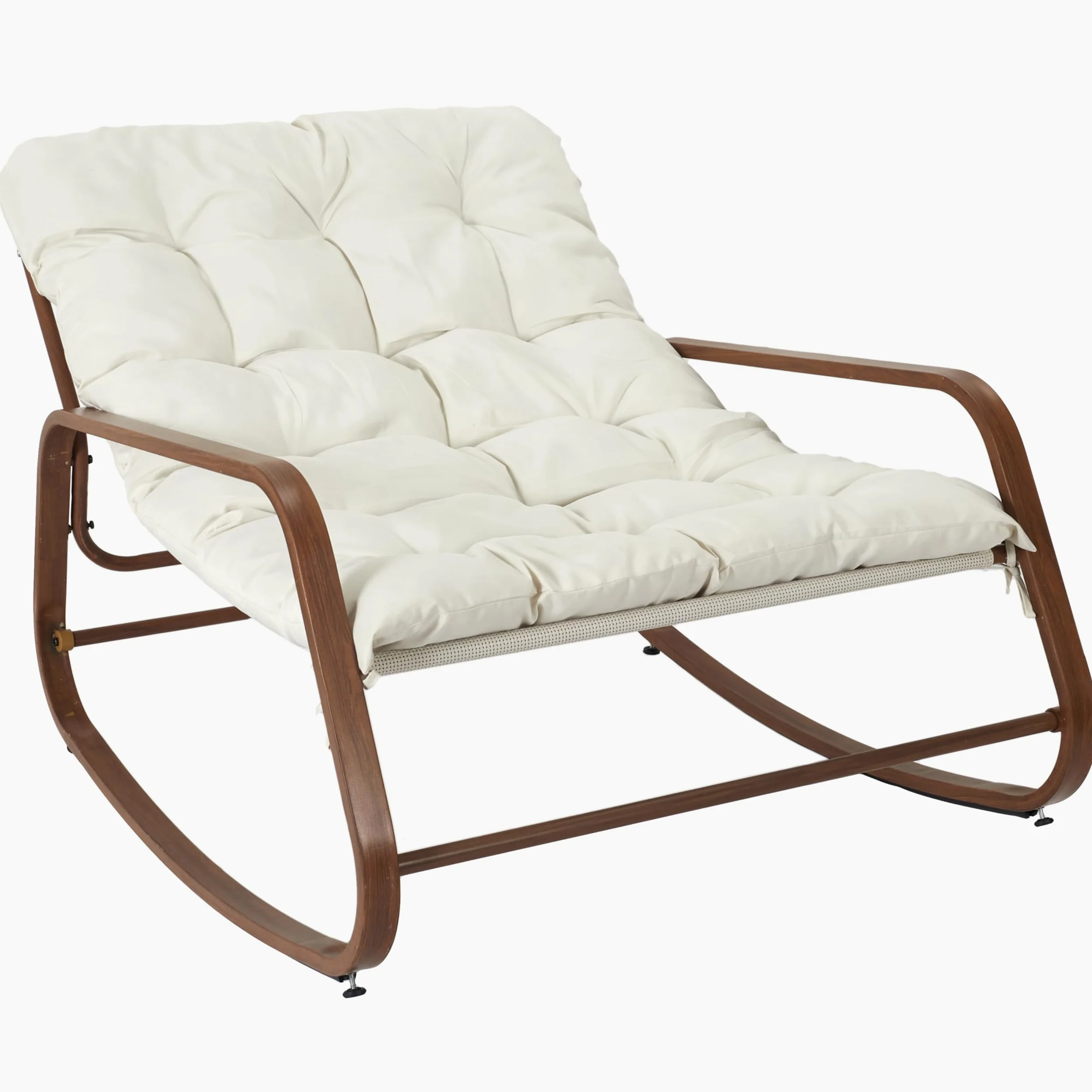 HOME DECO FACTORY - HDO7309 Fauteuil à Bascule Miami Blanc Effet Bois, Mobilier d'Extérieur, Dimensions 92x69x130 cm, Hauteur d'Assise 46 cm, Teinte Beige Marron | Bois, fauteuil à bascule Miami, effet bois blanc, mobilier d'extérieur, jardin ou terrasse,