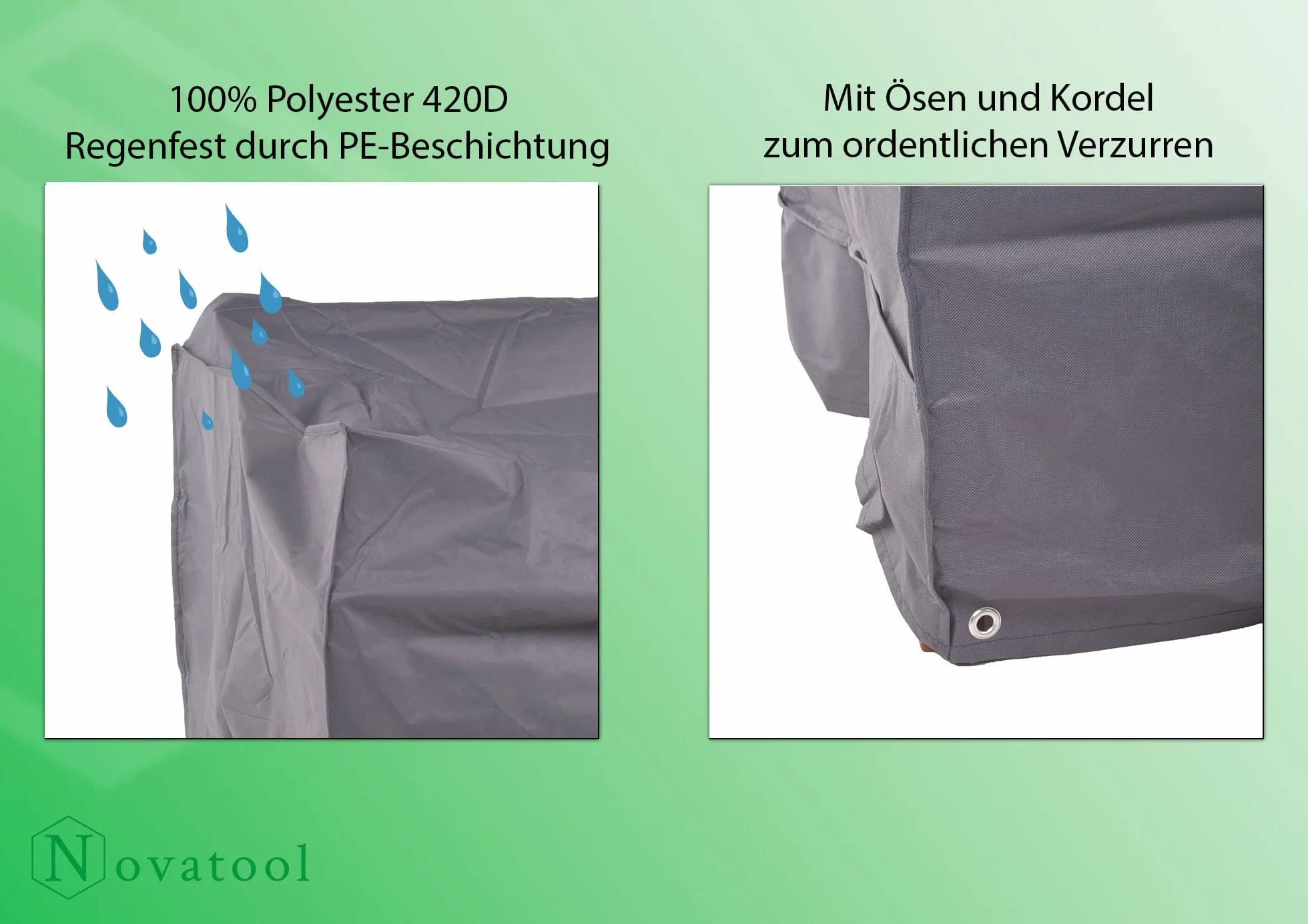 Novatool Sac de Protection Housse 4 Coussins 420 D Anthracite 125 x 32 x 50 cm Fauteuil Dossier Haut Jardin