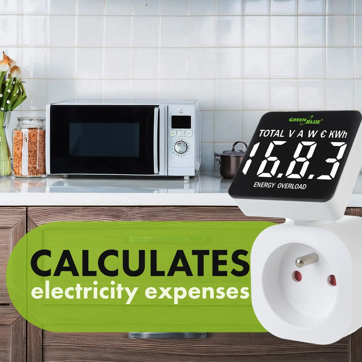 GreenBlue GB620 Compteur d'énergie wattmètre 16A 3680W prise française