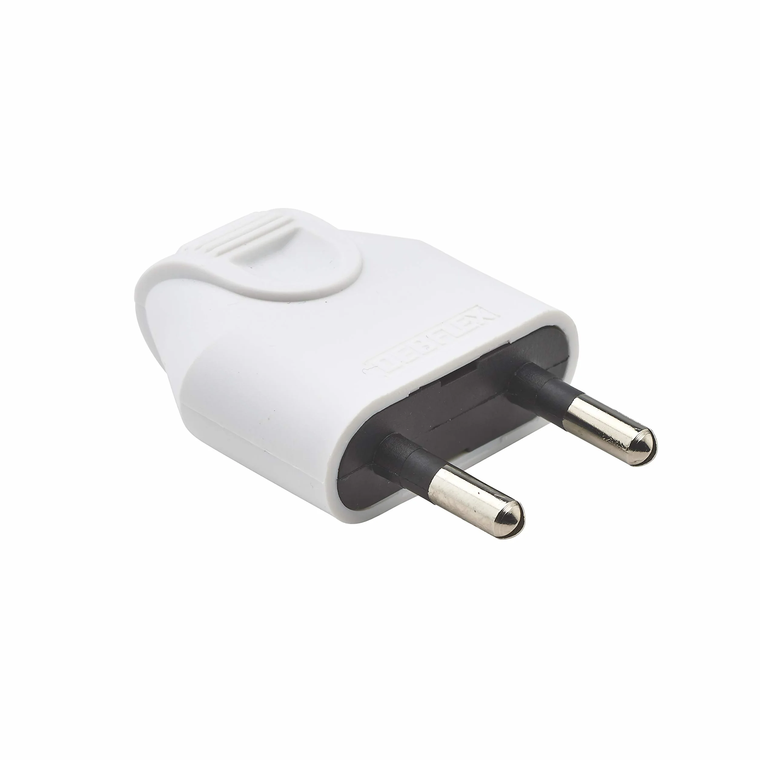 Debflex Prise 250V 2P Fiche Male Broche D.4mm Protegee Sortie Droite Coiffe Blanc