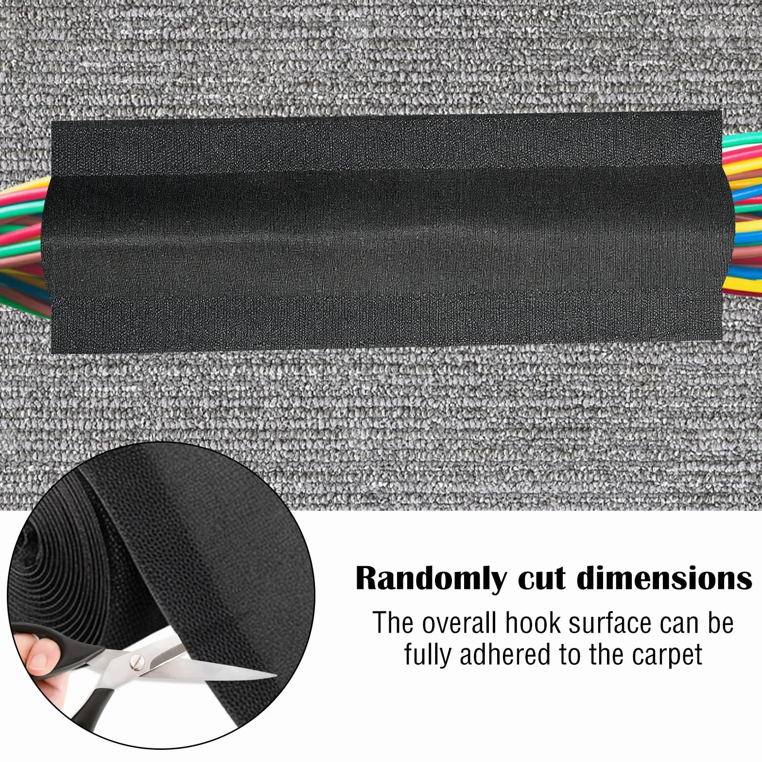Goulotte Passe-Câble de Sol, Cache-Câble pour Moquette, Largeur 10 cm x Longueur 300 cm