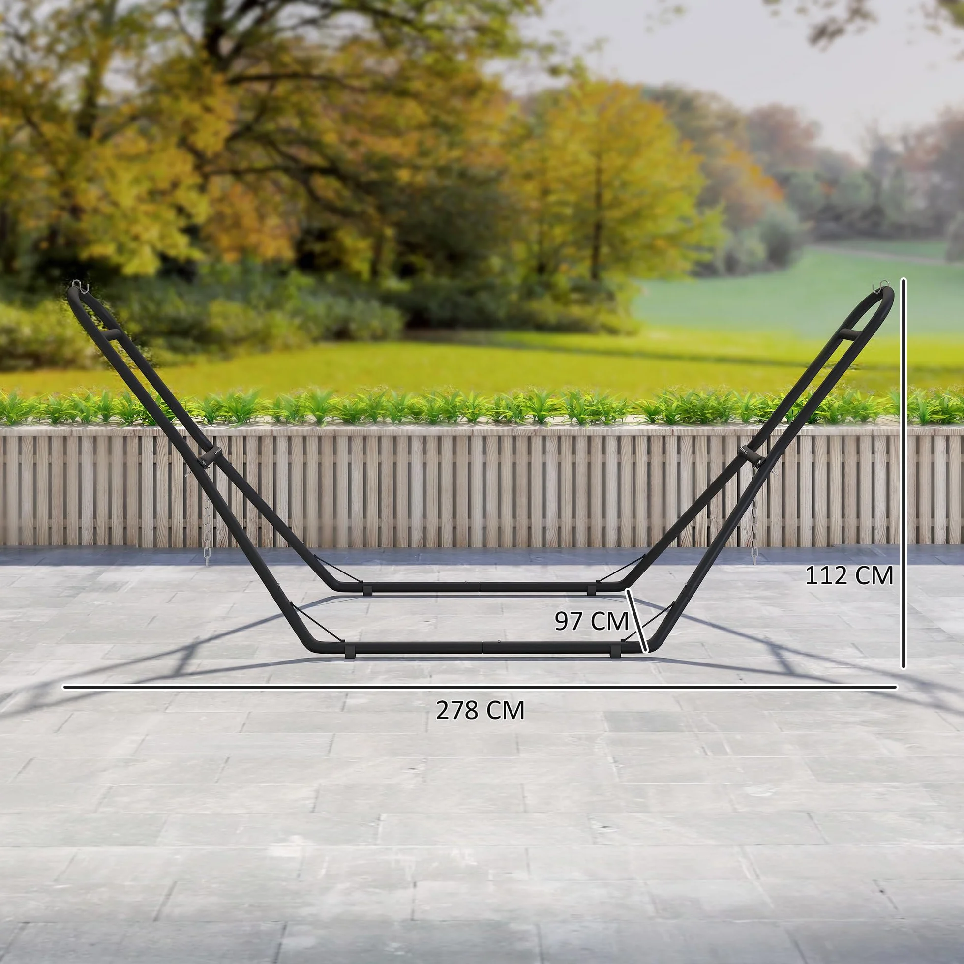 Outsunny Support de Hamac pour 2-3 Personnes, Cadre en Acier Portable et Réglable, Résistant aux Intempéries, Capacité 150 kg, Noir