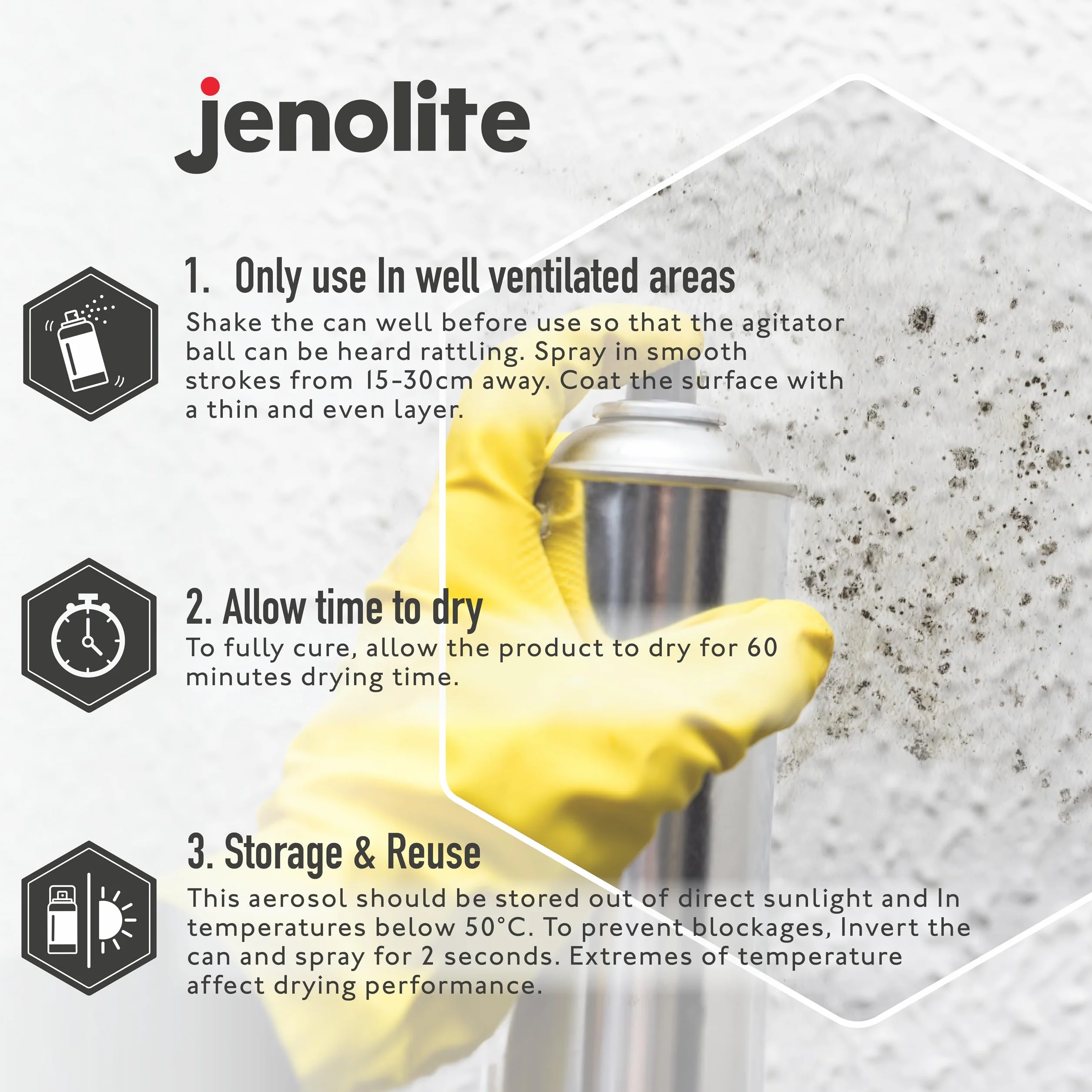 JENOLITE Apprêt Anti-Taches en Spray Blanc 400ml Bloque les taches Sous-couche peinture murs plafonds