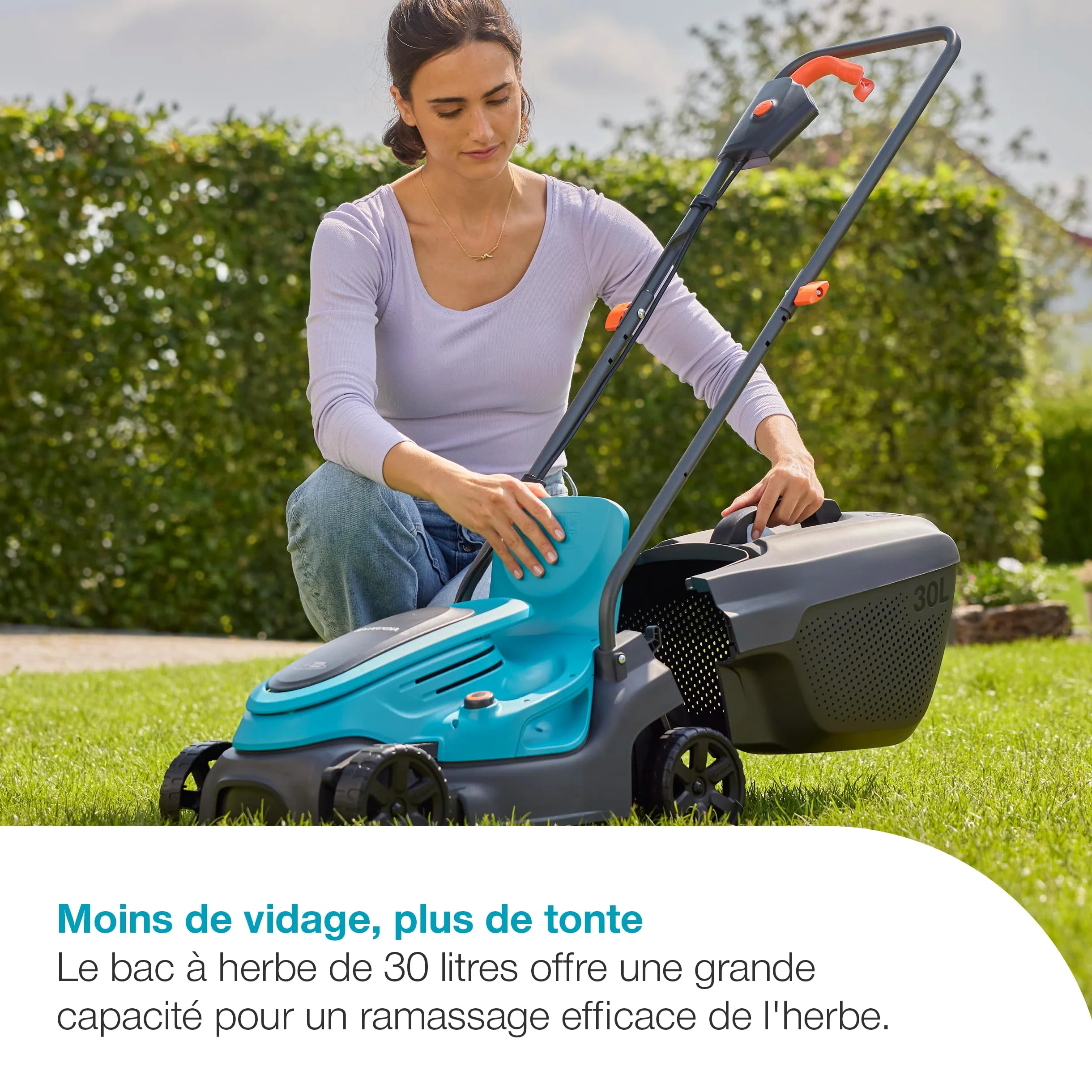 Gardena Tondeuse sur Batterie EasyMax 32/18 V P4A - sans Chargeur ni Batterie: Lame de Coupe, Légère, Réglage de la Hauteur, Ramassage de l'herbe, sans Fil (14634-55)