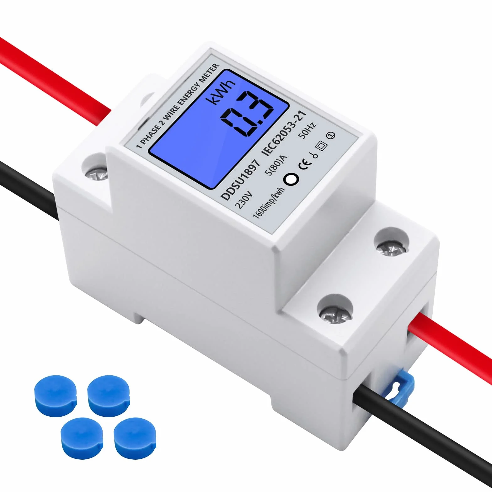 Compteur Électrique Monophasé 5(80) A 230V Écran LCD Rail DIN