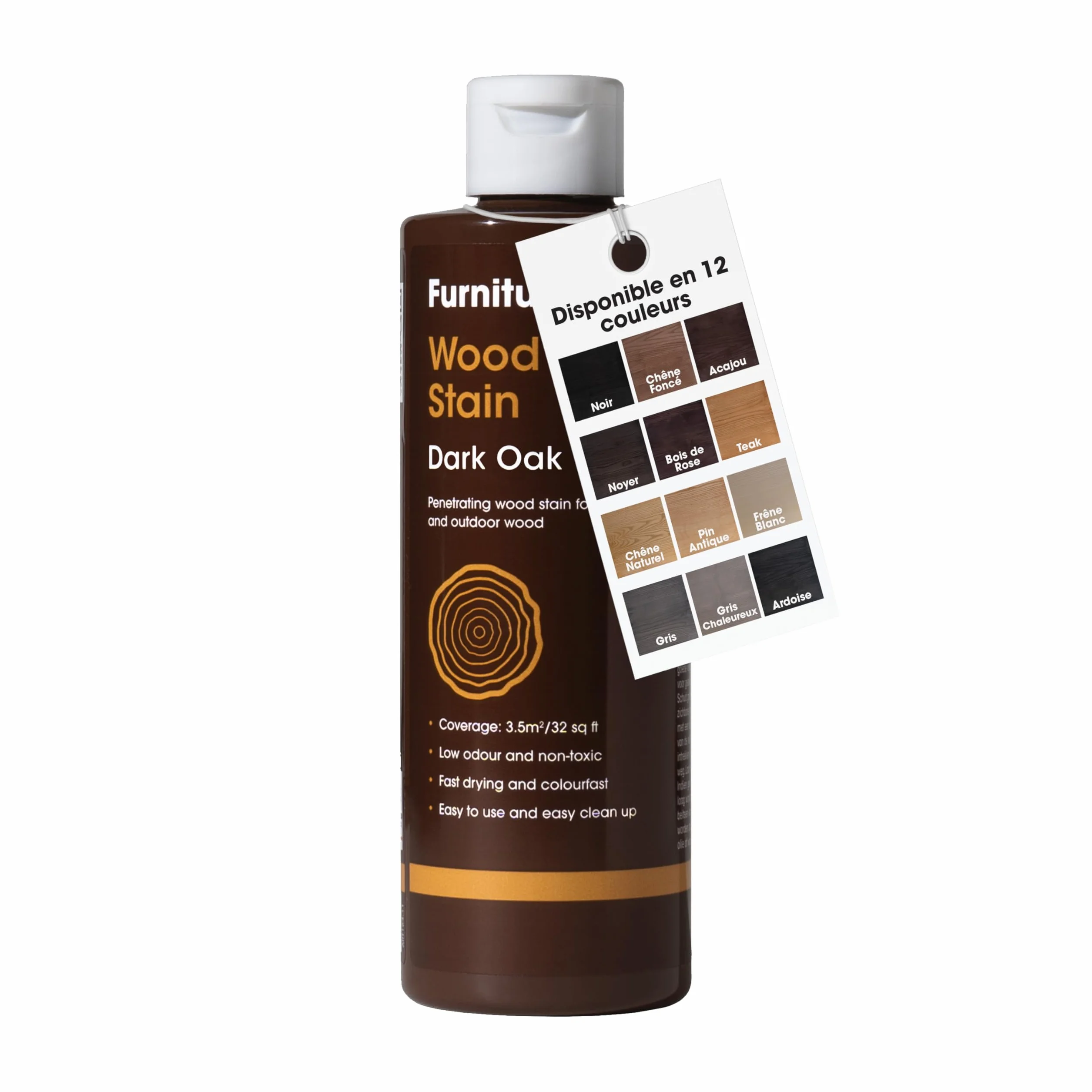 Teinte à Bois Furniture Clinic Chêne foncé Séchage Rapide Haute Concentration Base d'Eau 250ml