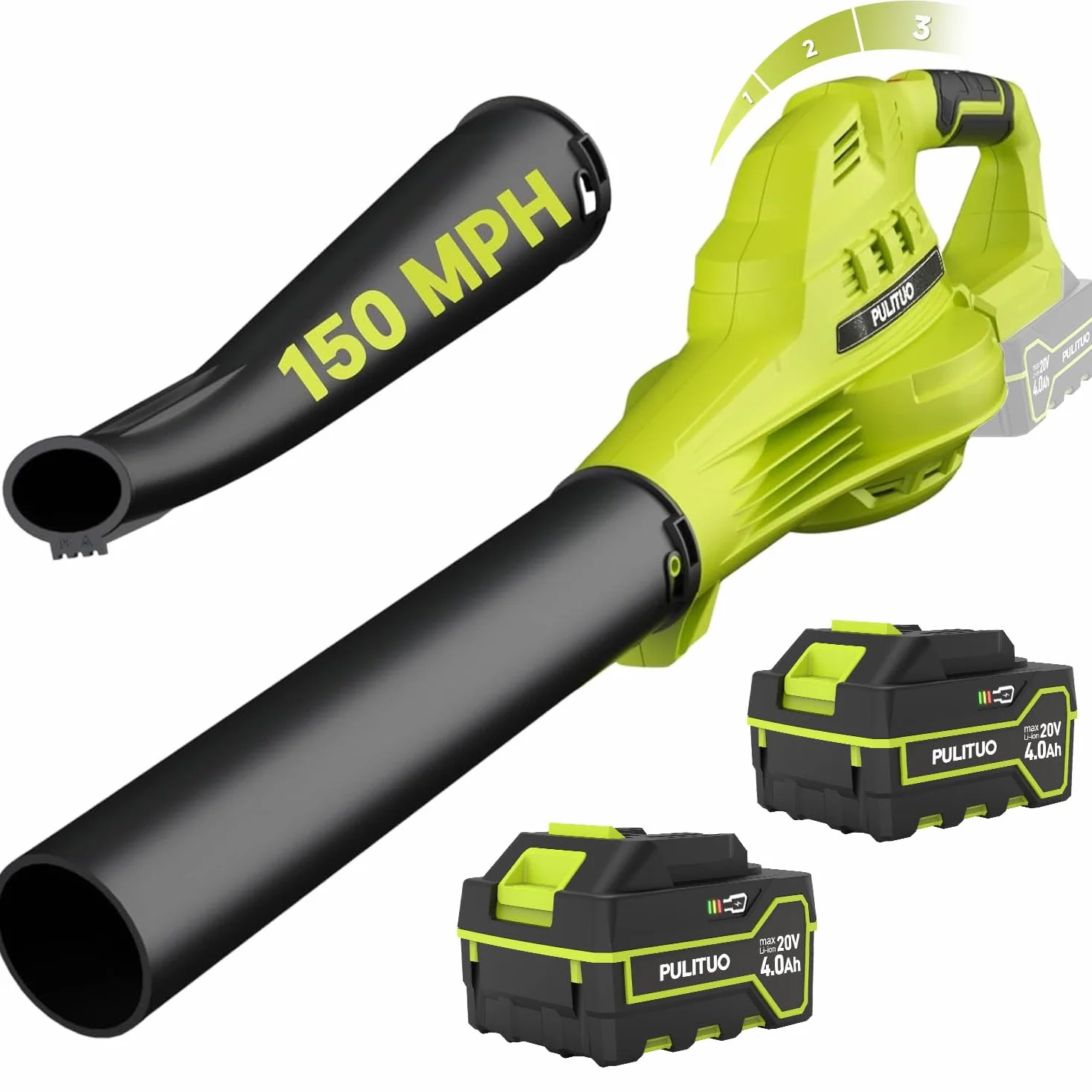 Souffleur de Feuilles sans Fil 4000 mAh 242 km/h 3 Vitesses Réglable Léger Compact