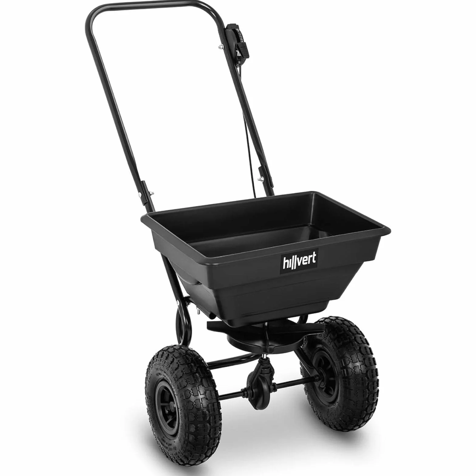Épandeur Rotatif Manuel À Engrais Gazon Sel Chaux pour Pelouse Sable À Pousser HT-Temple-1 (Volume 15 l, Portée 1-3 m, Produit ø 18 mm Max., Capacité de Charge 136 kg, Acier/PP)