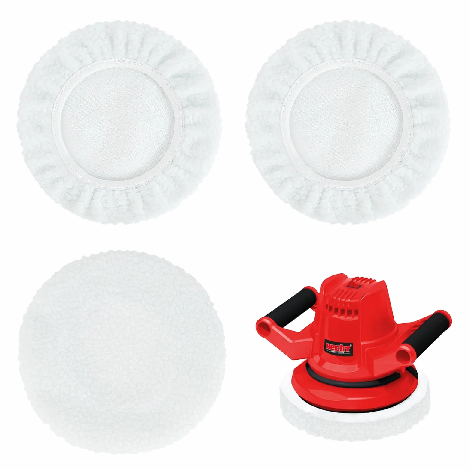 Flintronic Lot de 3 Tampons de Polissage en Laine D'agneau Ø 225 mm Système auto-agrippant