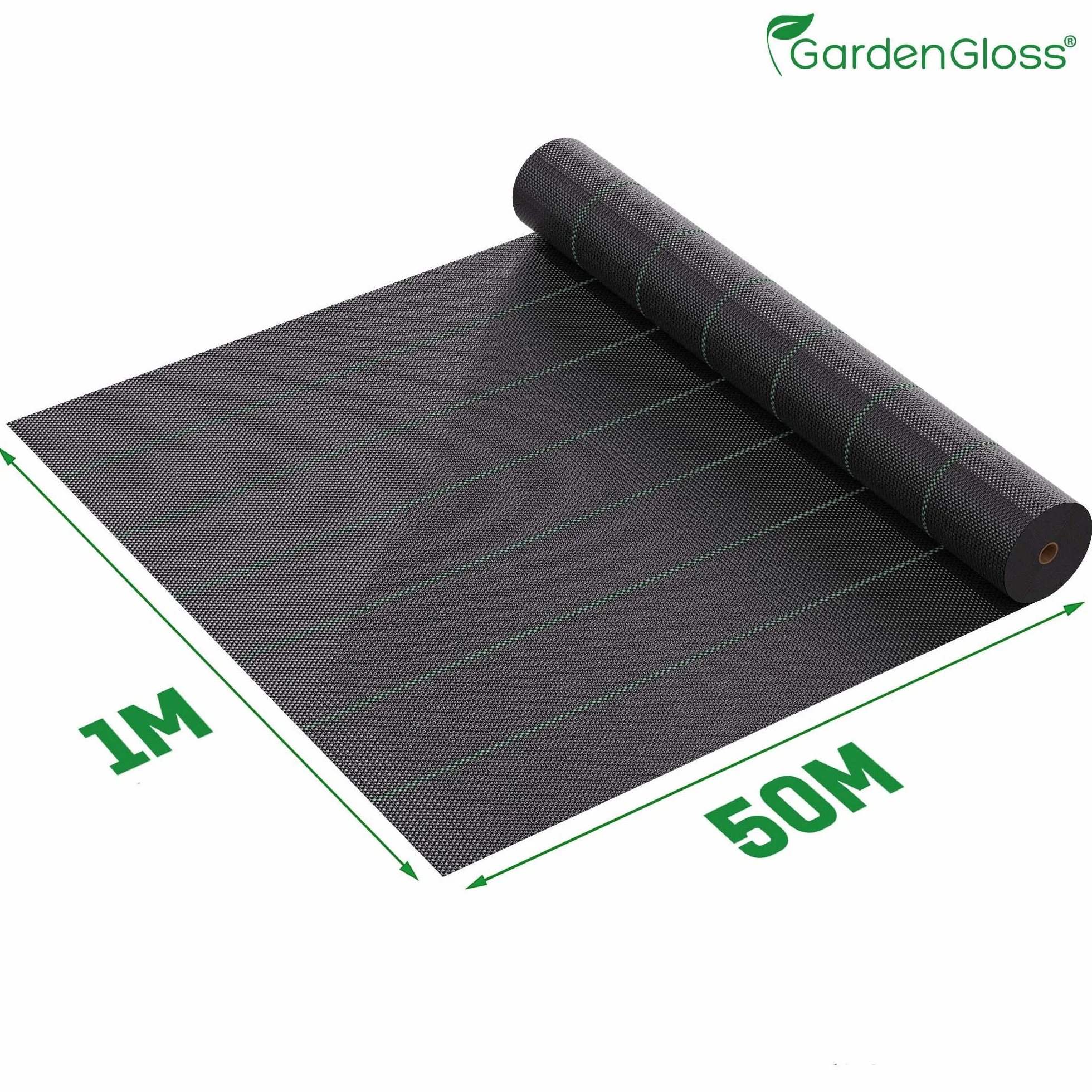 GardenGloss Toile de Paillage Anti Mauvaises Herbes 100 g/m² 50m x 1m Géotextile Indéchirable