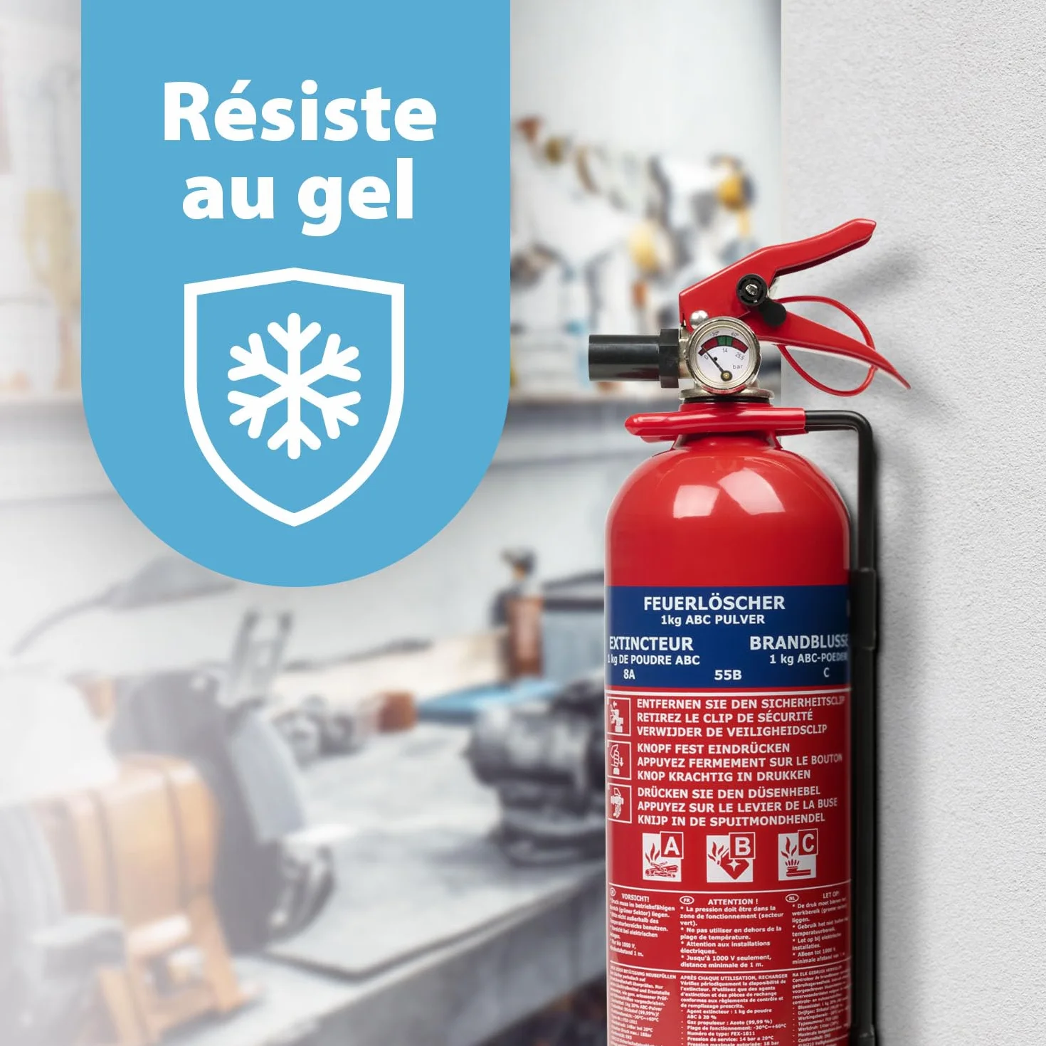 Smartwares Extincteur Poudre 1 kg Feux ABC Support Inclus FEX-18116