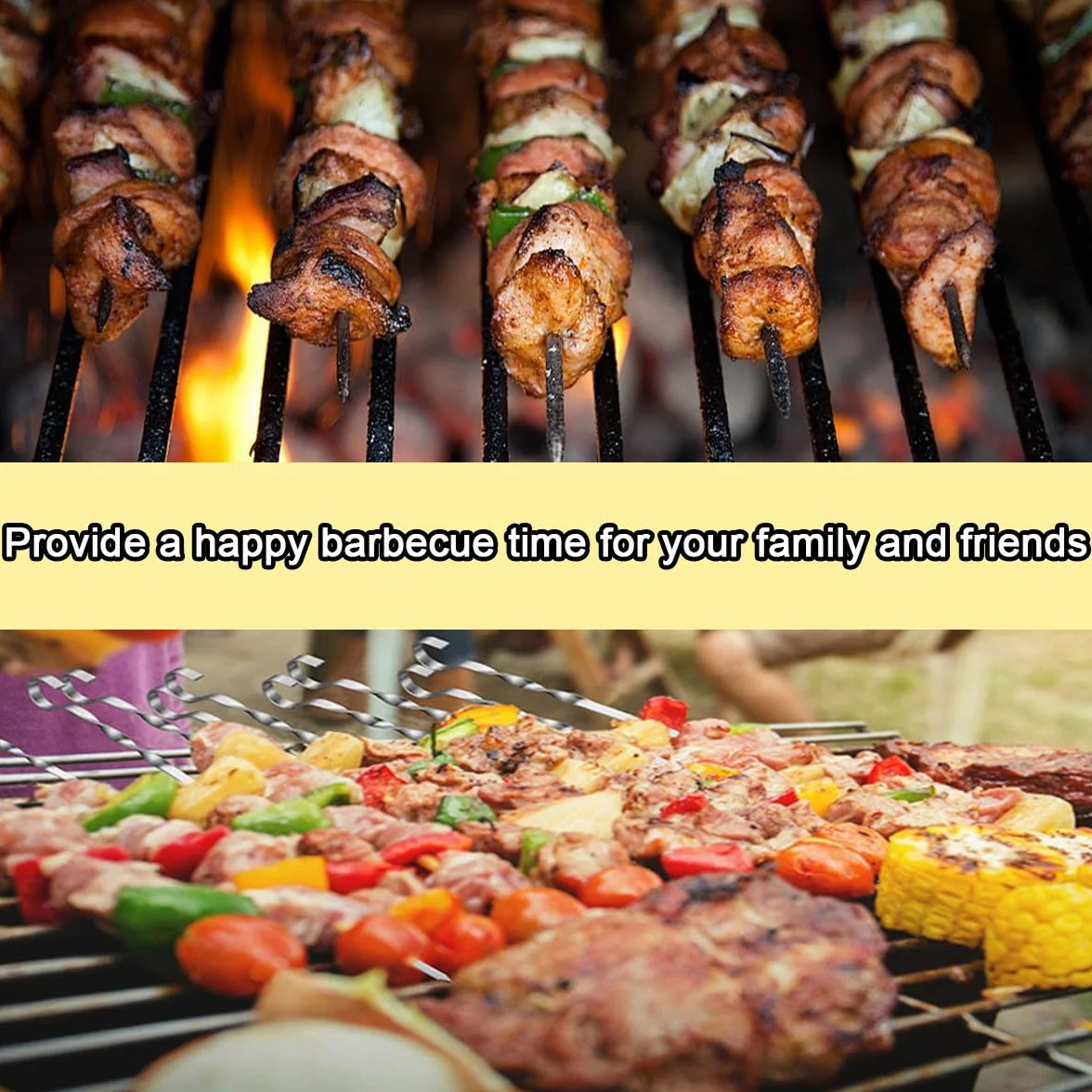 24 Pièces Brochette inox, 30cm Brochettes de grillades, Brochettes RéUtilisables en Acier Inoxydable, Brochettes Pour Griller, Brochette Réutilisables pour Barbecue,Viande,légumes (A-24 Pcs-30 Cm)