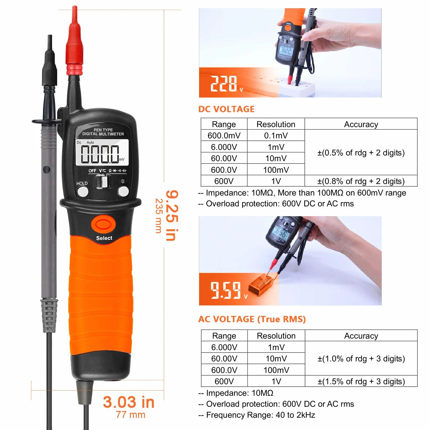 Multimètre numérique AP-38B AC/DC Voltmètre Testeur de tension courant résistance