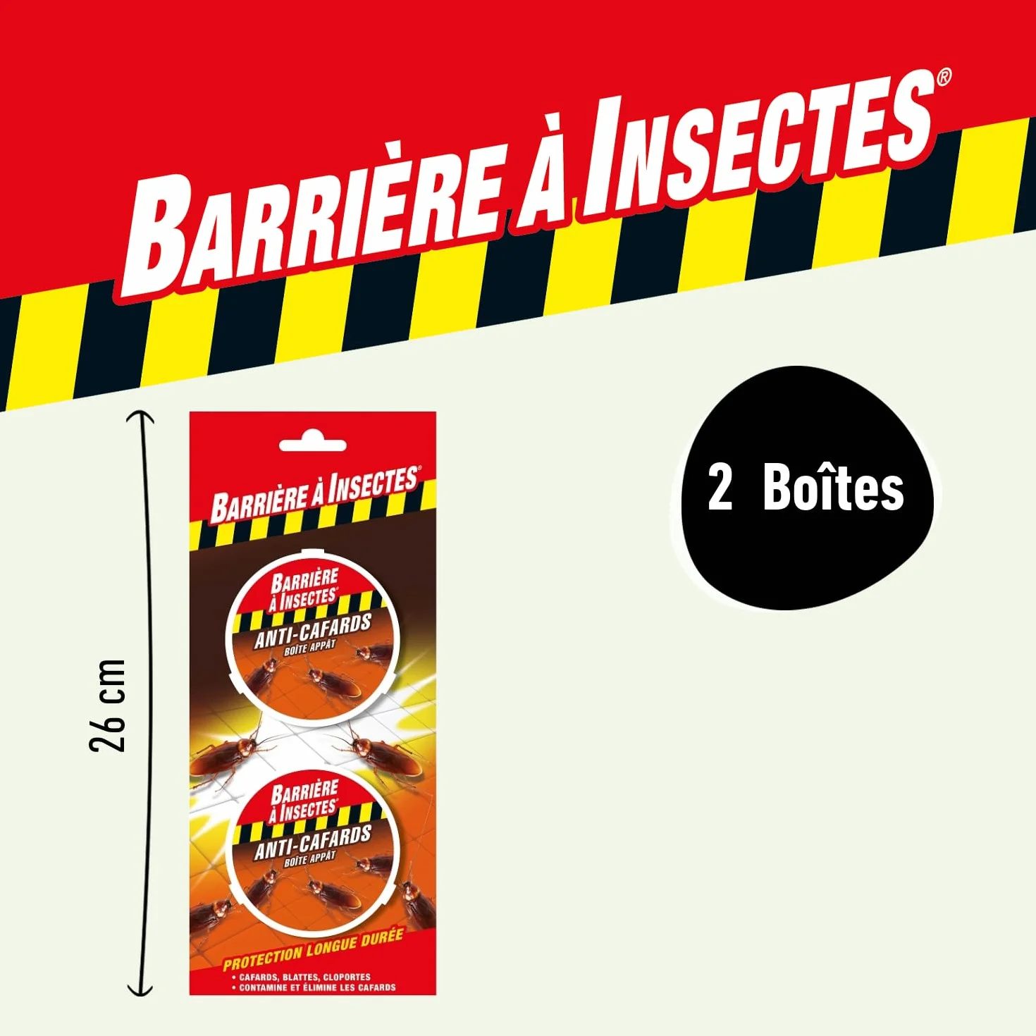 BARRIERE A INSECTES Boite Appât Anti-Cafards Cloportes, 2 x 3 g, Action 4 semaines