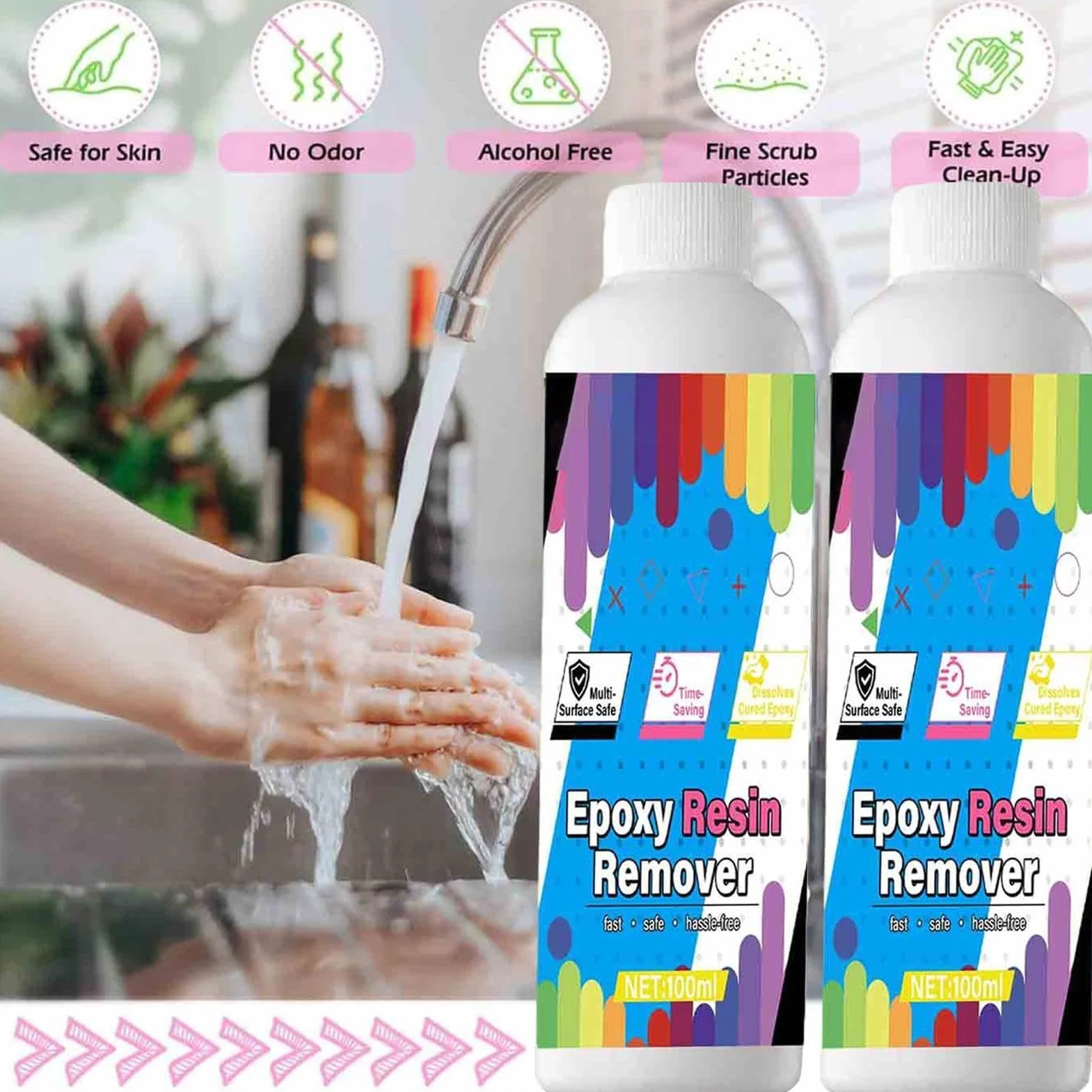 Décapant de résine époxy 100 ml nettoyant pour résine multi-usage intérieur extérieur