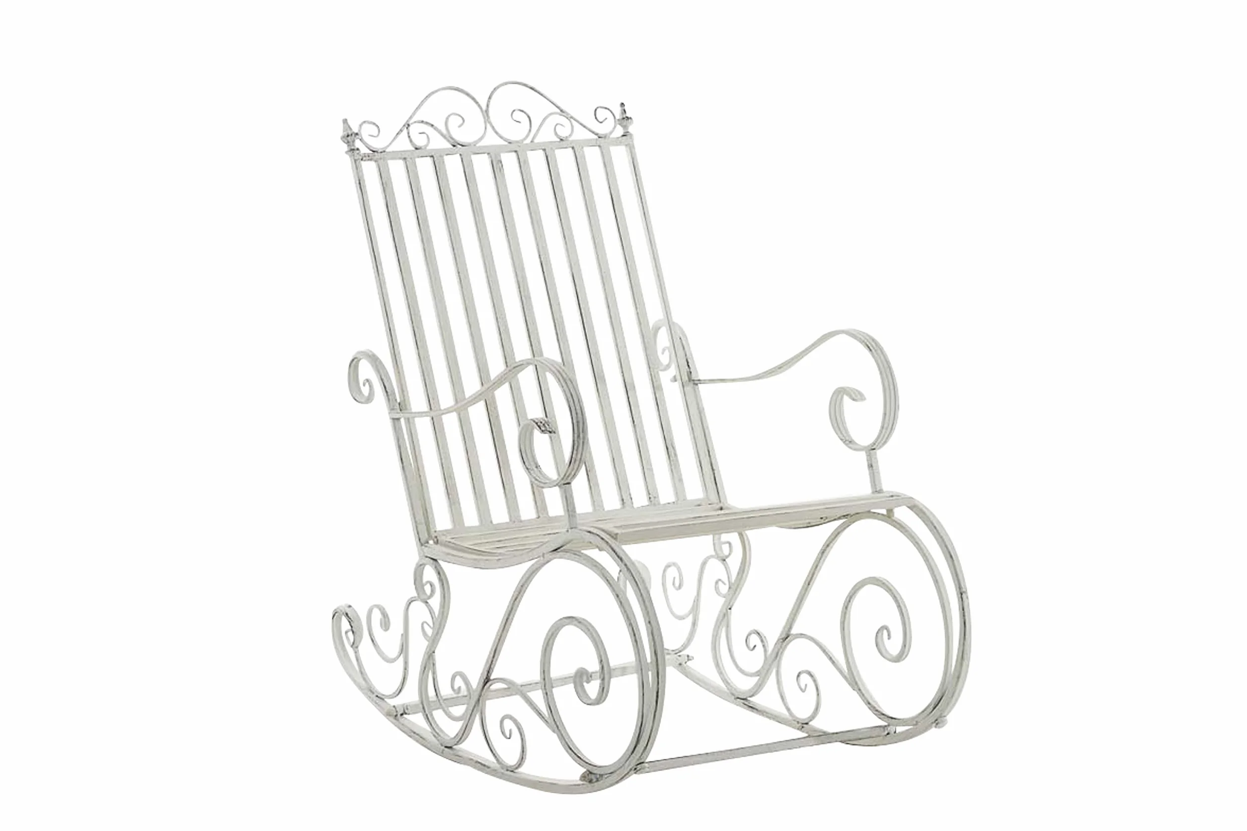 CLP Fauteuil à Bascule Relaxant Smilla, résistant aux intempéries pour Jardin, Ergonomique, Style Maison de Campagne, Fauteuil d'extérieur, Couleur:Blanc Antique