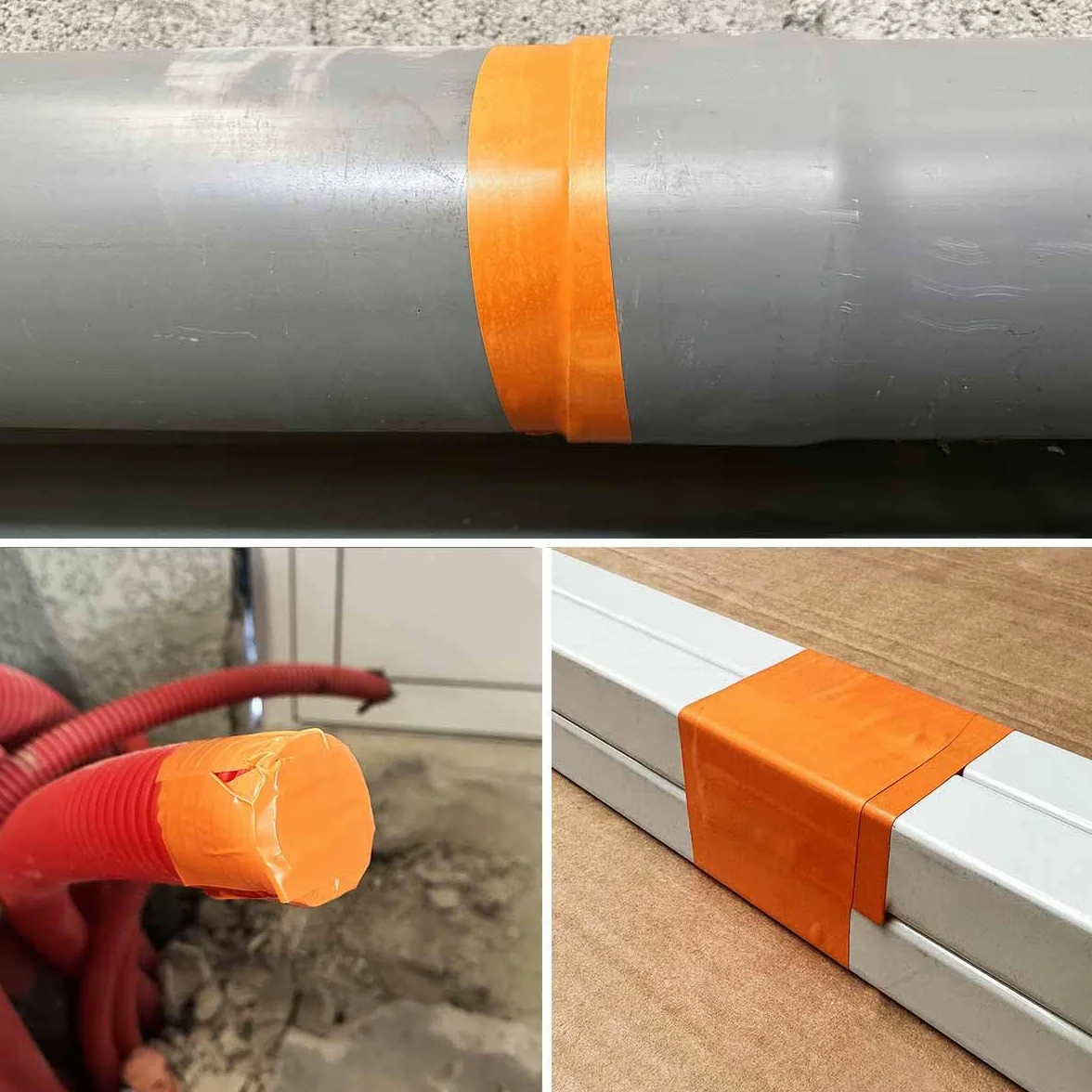 Tecplast Lot de 6 Rubans adhésifs PVC orange 50 mm x 33 m - Rouleau adhésif de chantier